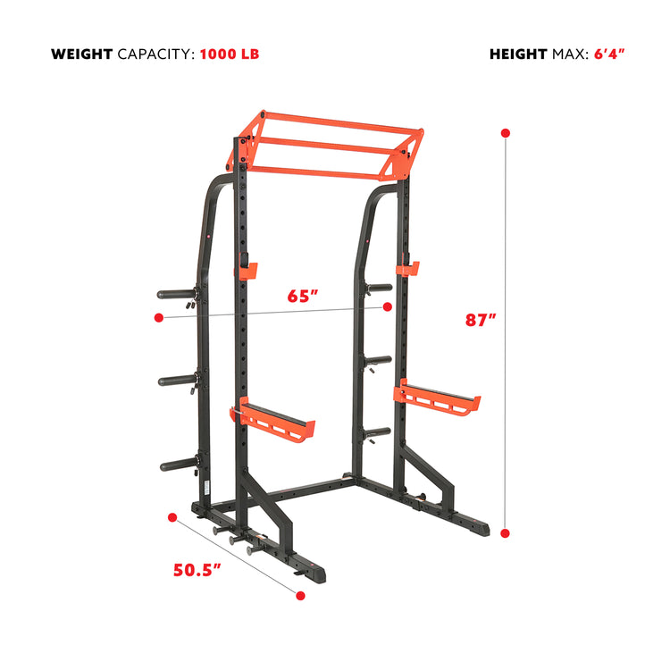 Sunny Health & Fitness PowerZone Heavy Duty Half Rack with 1000 LB Capacity - SF-XF9933