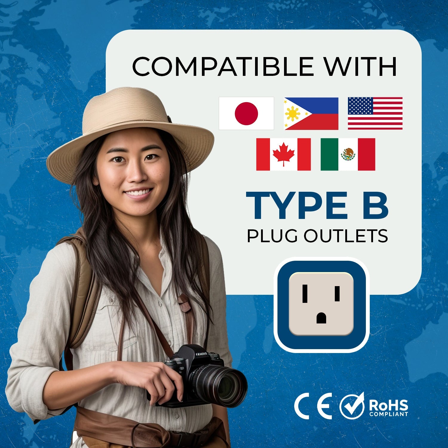 OREI DB-5 Japan & Philippines Travel Adapter: Compact 2-in-1 Type B