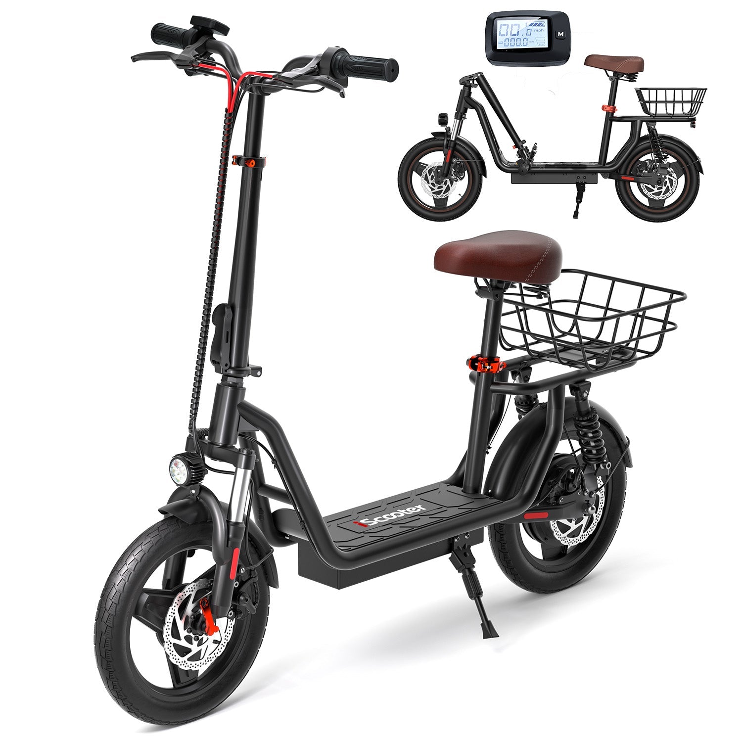 iScooter i14 800W Electric Scooter with Seat & Basket - The Ultimate Adult Commute Companion