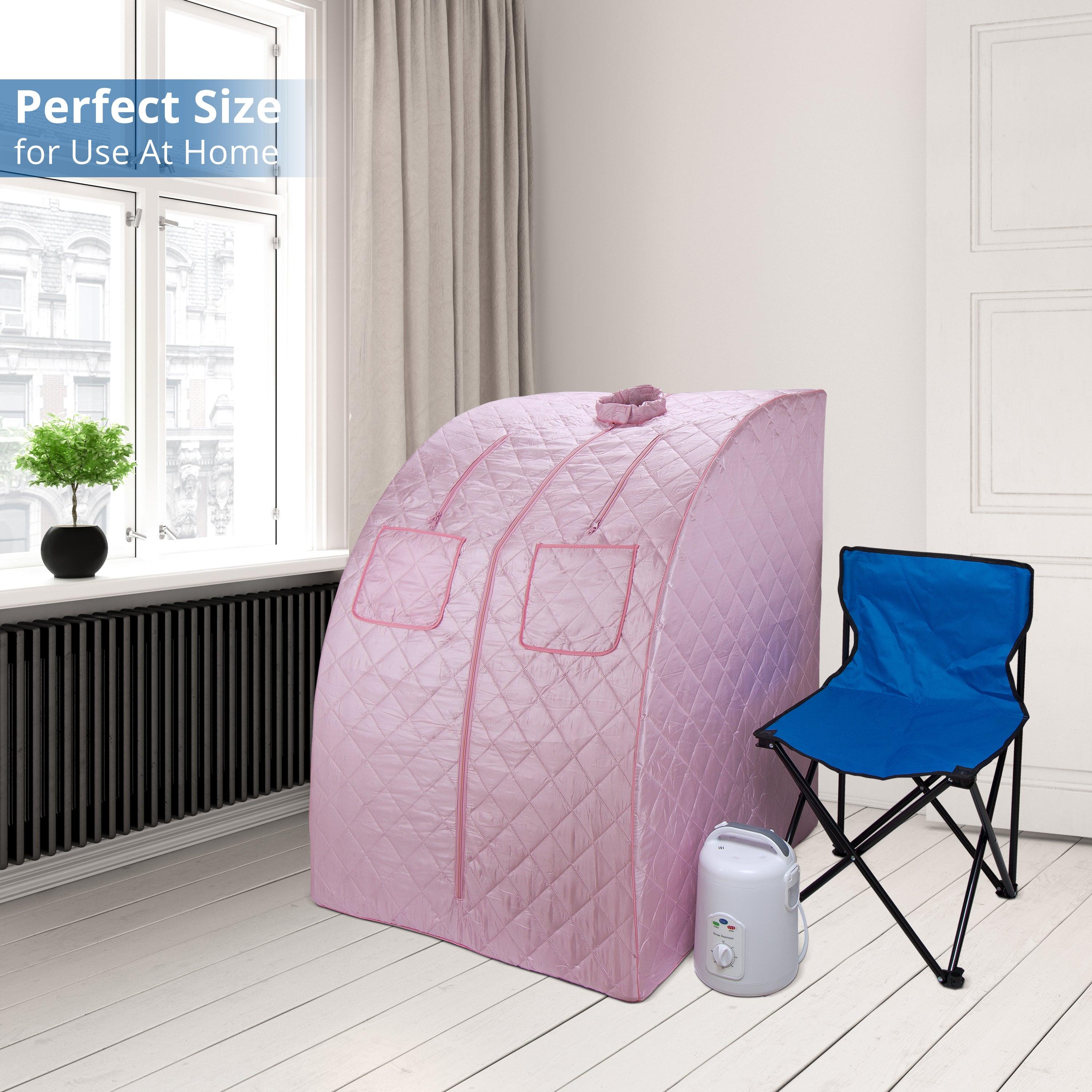 Durasage Health - Oversized Pink Portable Steam Sauna for Home: Weight Loss, Detox & Relaxation, with Included Chair