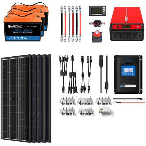 Acopower 100W Mono 300Ah/1.5kW Portable Solar Power System