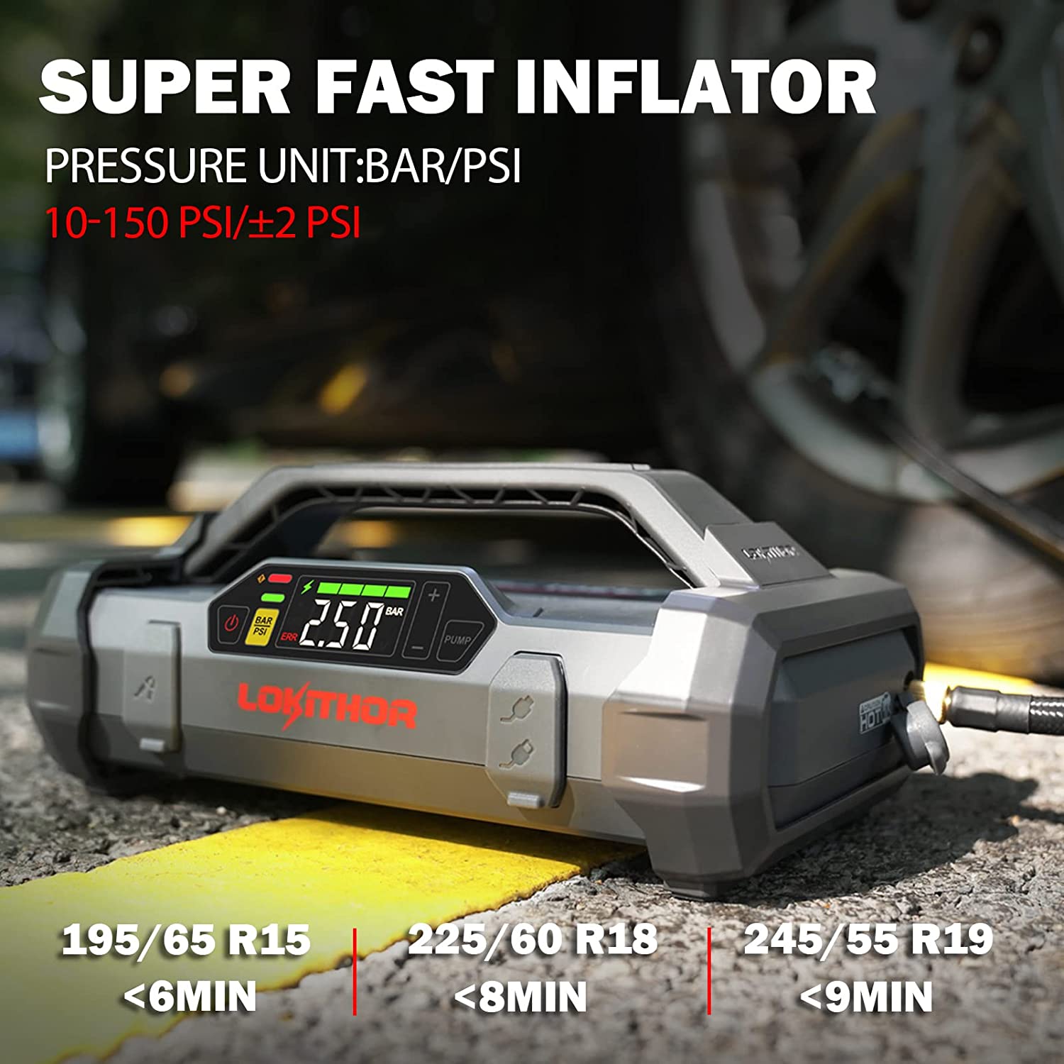 Lokithor JA301 All-in-One Powerhouse: Jump Starter & Air Compressor