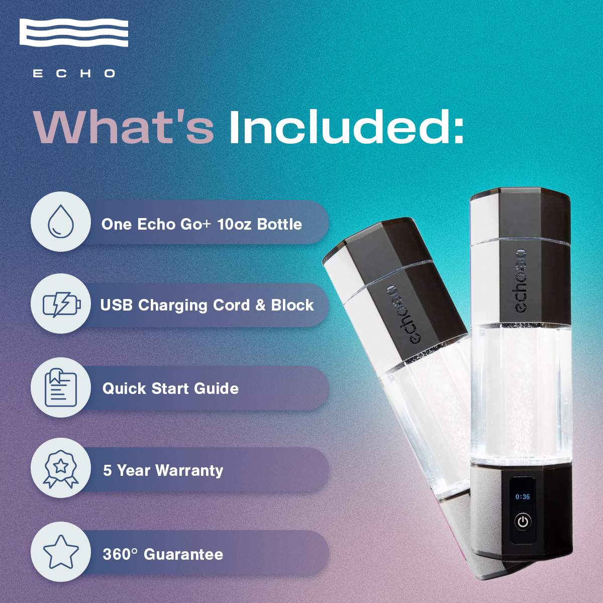 Echo Go+ Hydrogen Water Bottle - Your On-the-Go Hydration Powerhouse