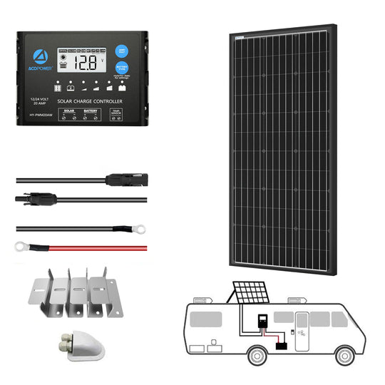 Acopower 100W Mono Solar Kit - All Black, Your Off-Grid Power Solution