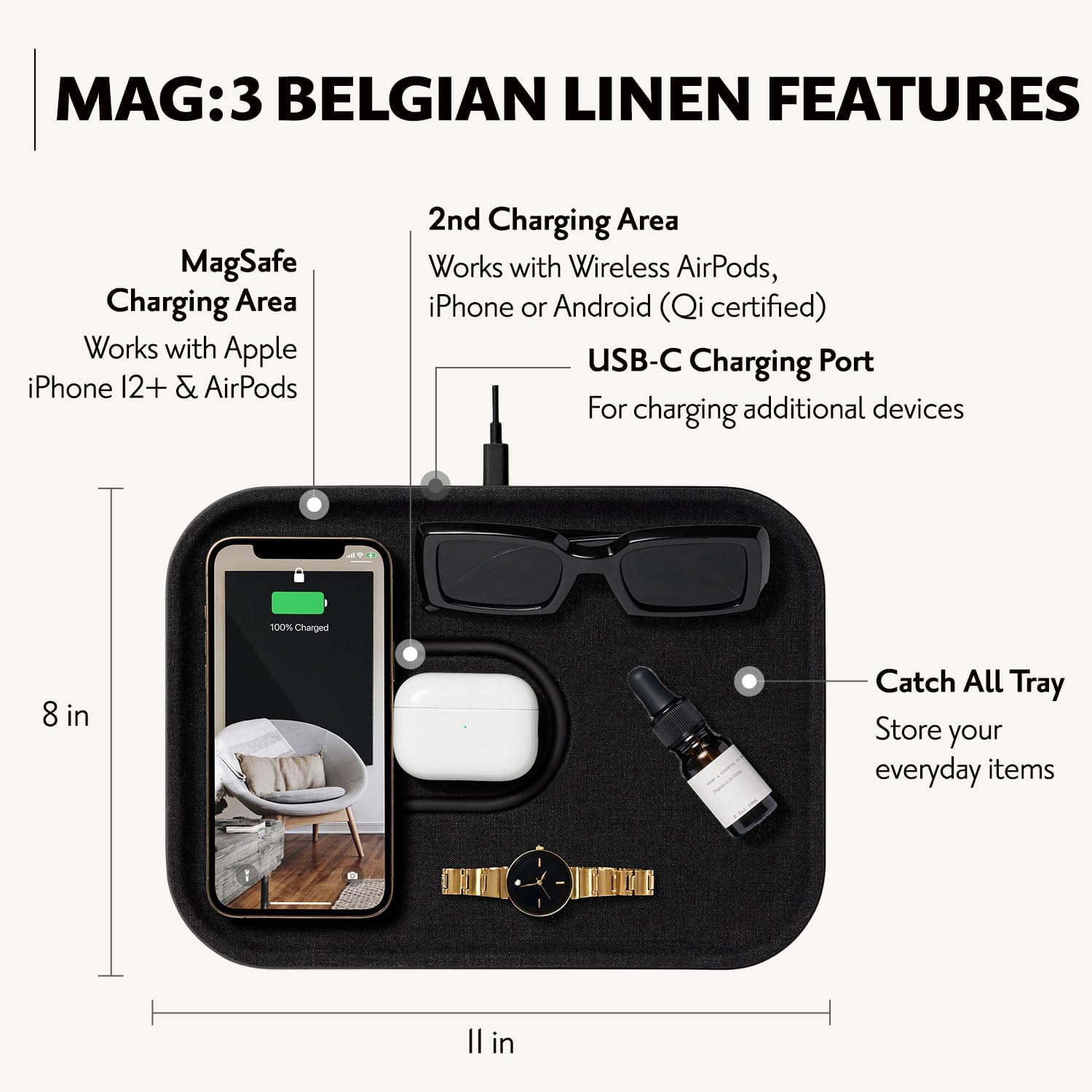Courant Mag 3 Classics Wireless Magsafe Charging Pad - Sleek & Luxurious