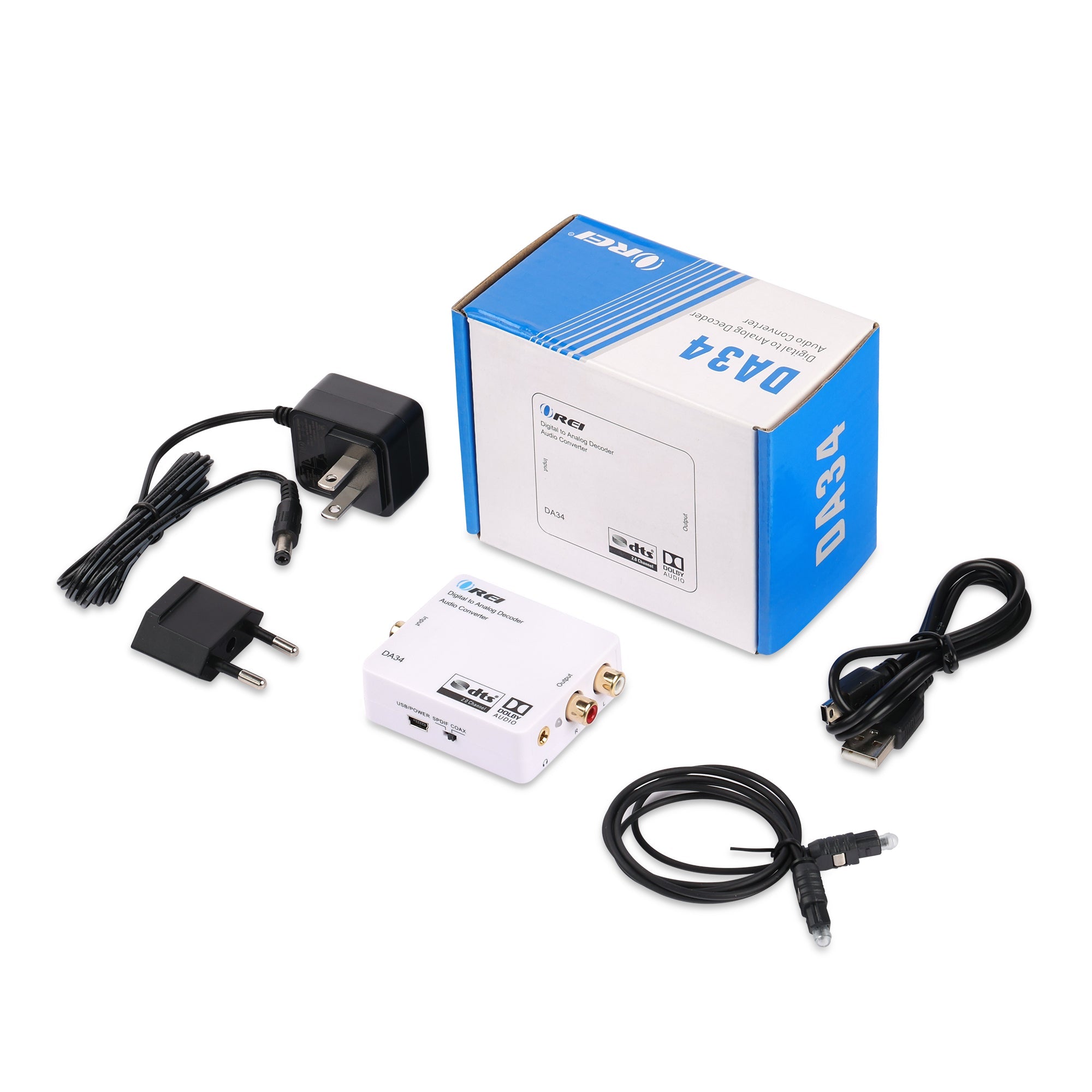 Enhanced Dolby Digital Audio Converter - SPDIF/Coaxial to RCA Output (DA34)