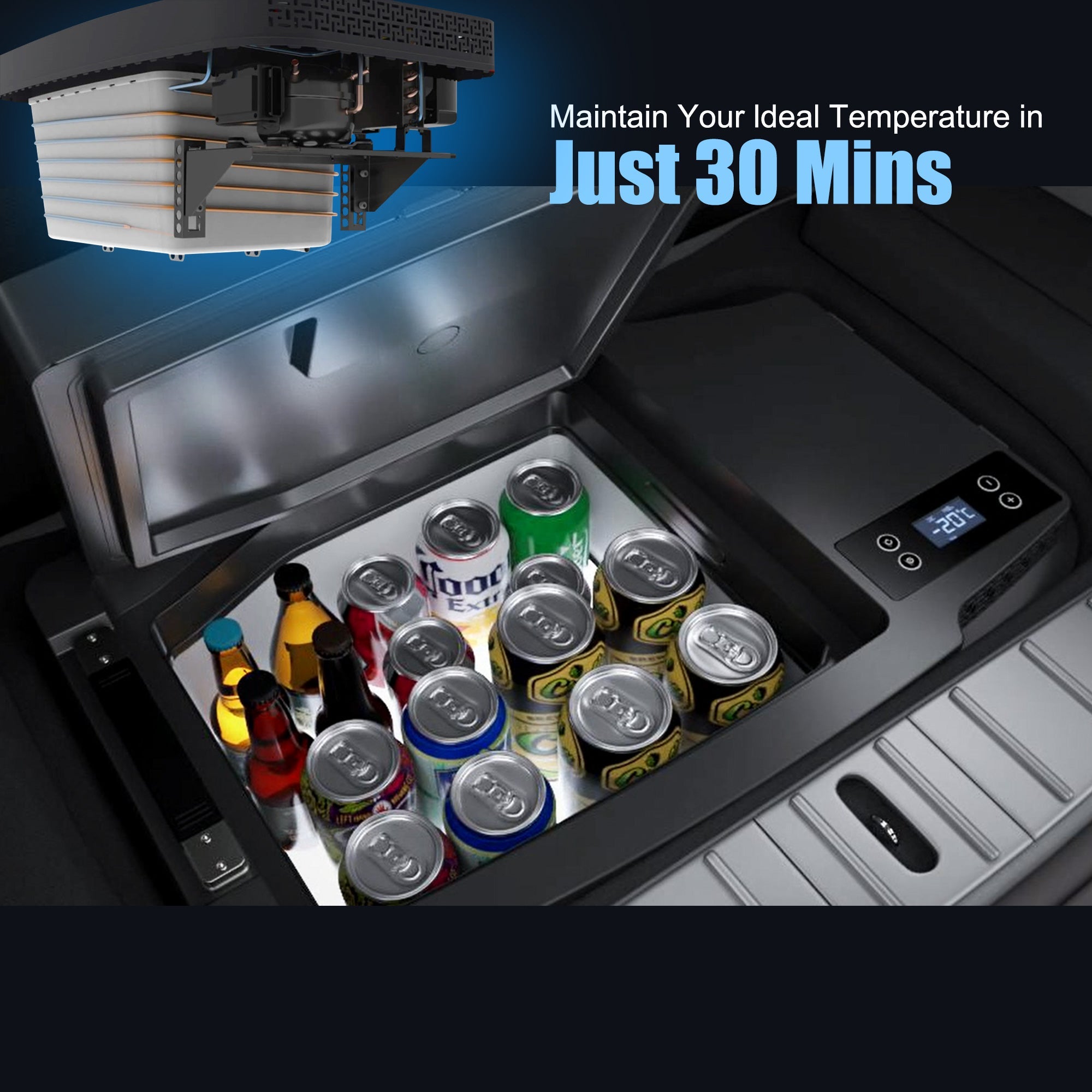 Acopower 20L Tesla Model 3 Portable Car Freezer - Keep Your Drinks and Food Cool on the Go!