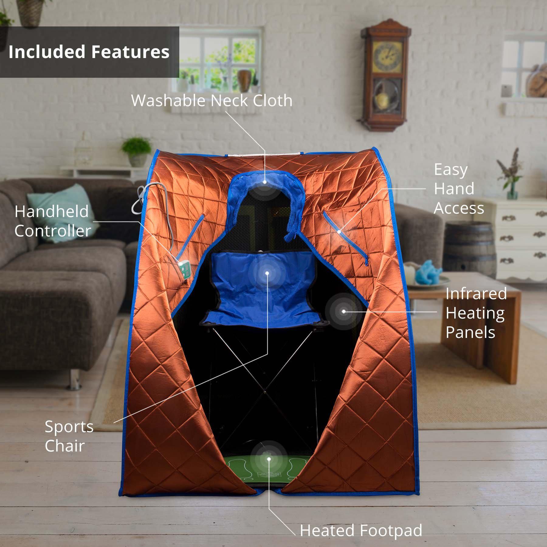 Durasage Health - Large, Portable, Low EMF Negative Ion Indoor Sauna with Chair and Heated Footpad - Copper