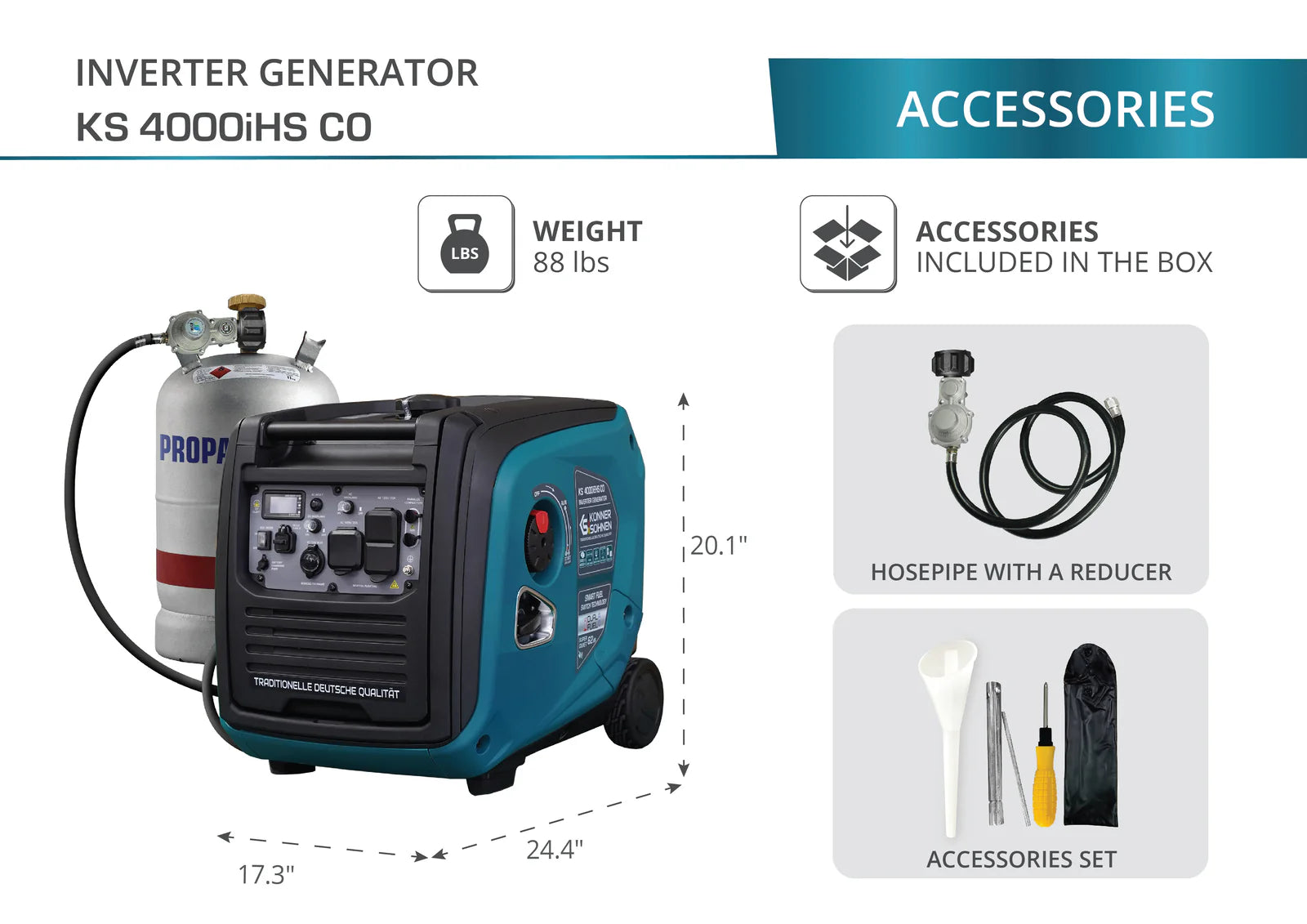 KS 4000iEHS CO Dual-Fuel Inverter Generator