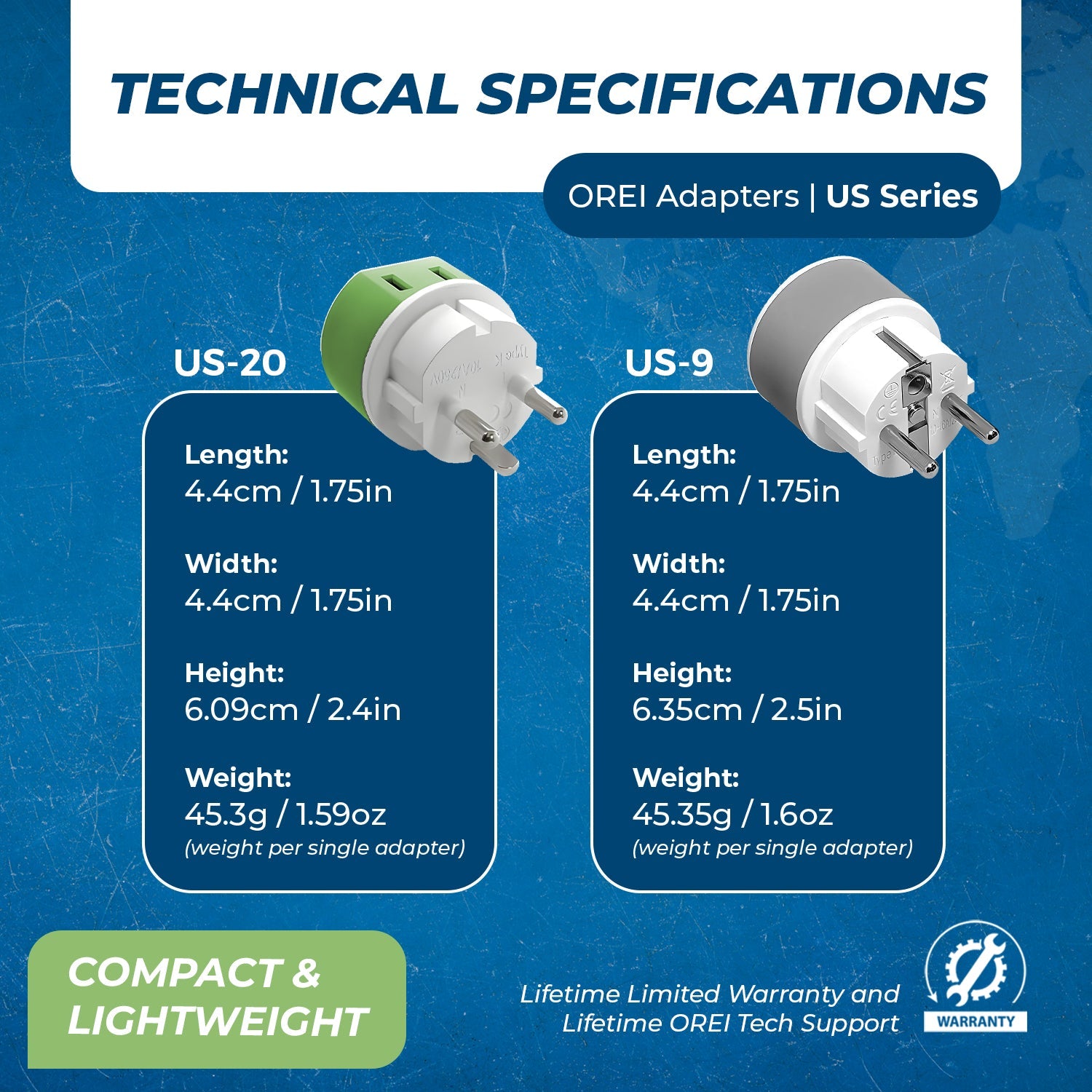 OREI US-20 Denmark Travel Adapter: Compact 2-in-1 Type K for Seamless Charging