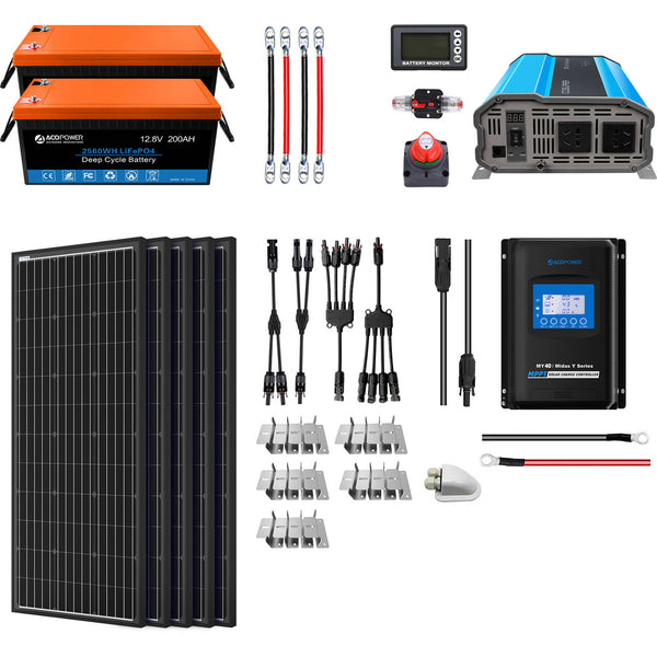 Acopower 600W Portable Solar Power Kit with 400Ah Battery