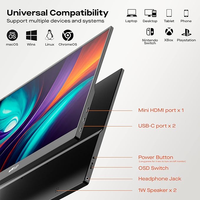 Mobile Pixels Foldable 15.6" LCD Portable Monitor