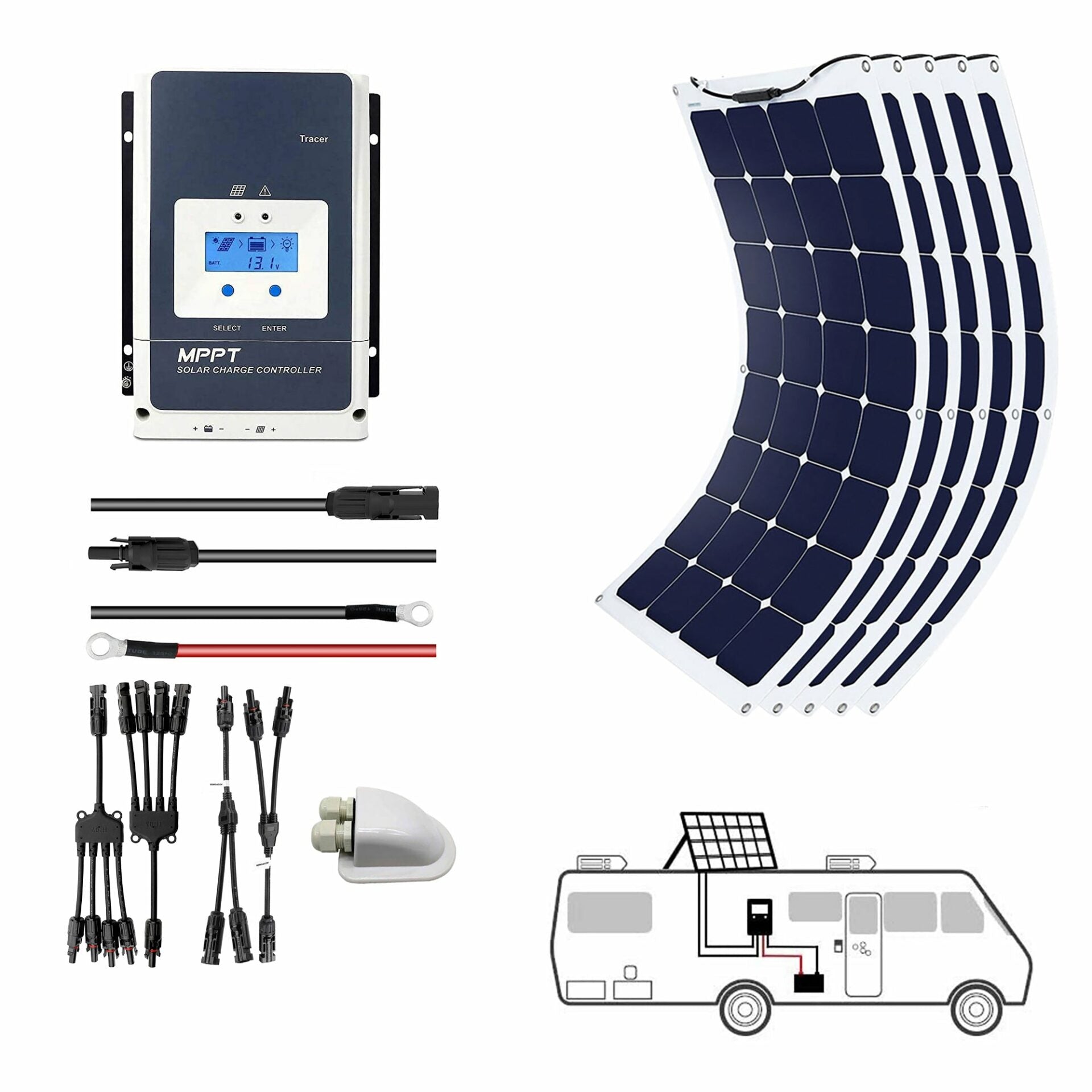 Acopower 110W Flexible Solar Panel Kit - 550W 50A Powerhouse