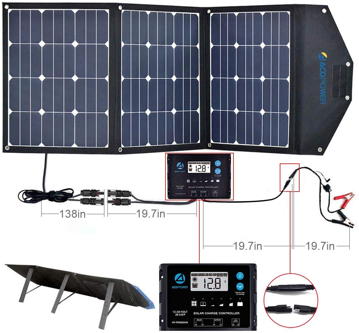 Acopower 120W Foldable Lightweight Solar Suitcase Kit