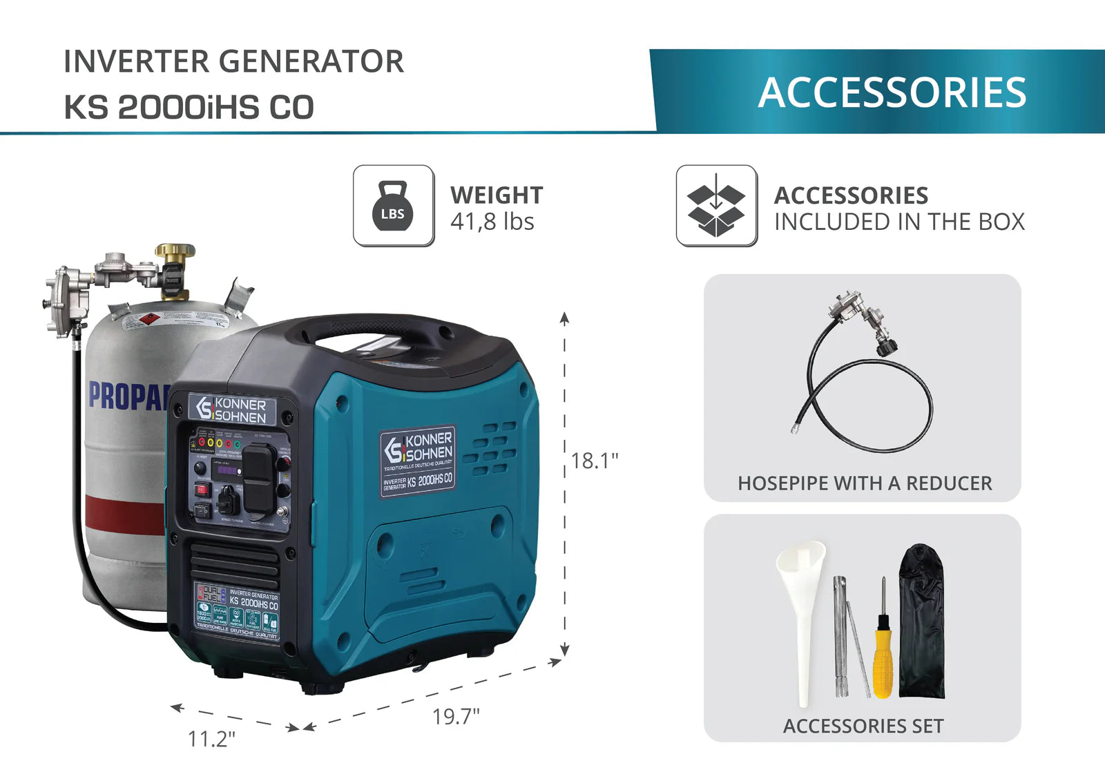 KS 2000iHS CO LPG/Gasoline Inverter Generator - Your Portable Powerhouse