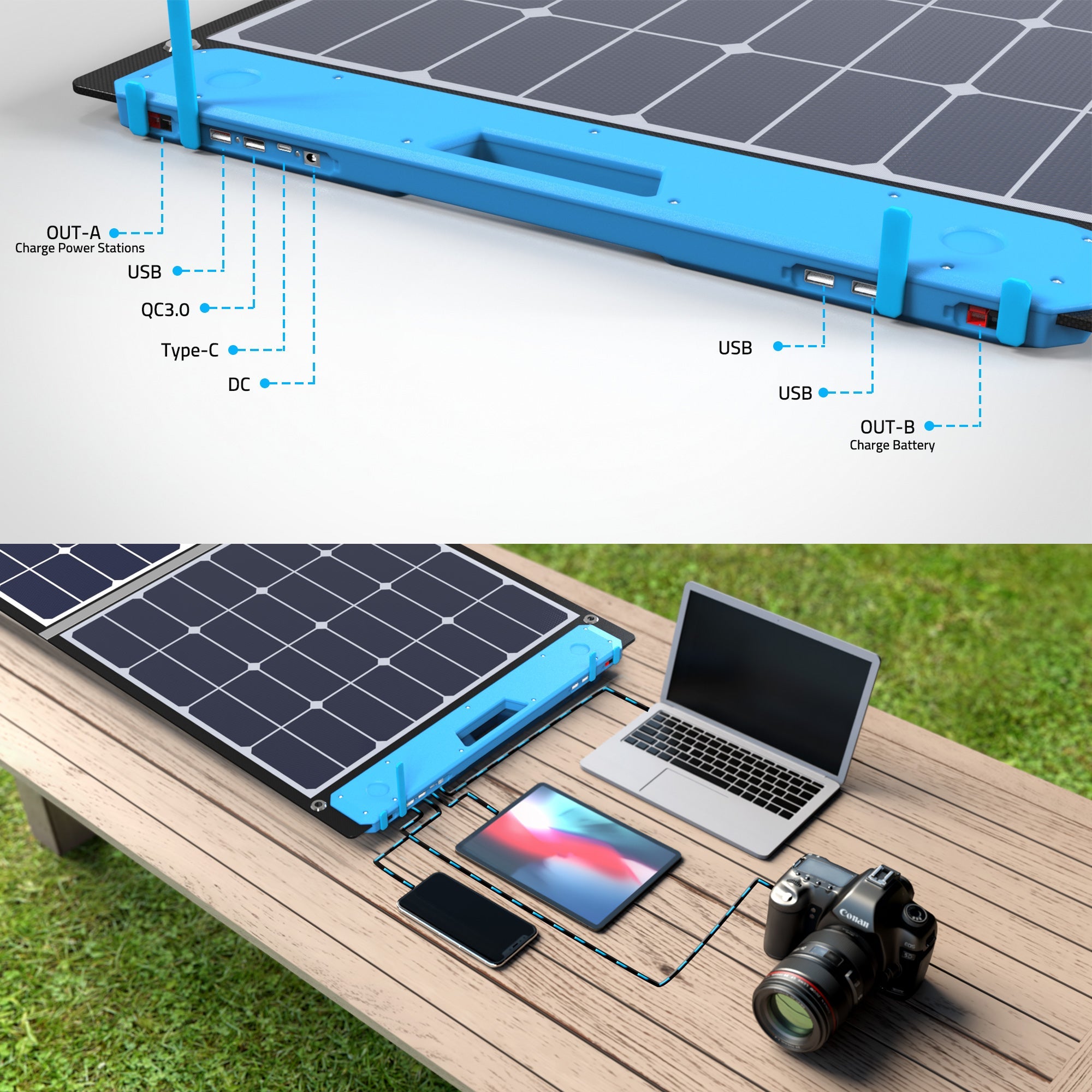 Acopower 200W Foldable Lightweight Solar Charging Suitcase with Controller