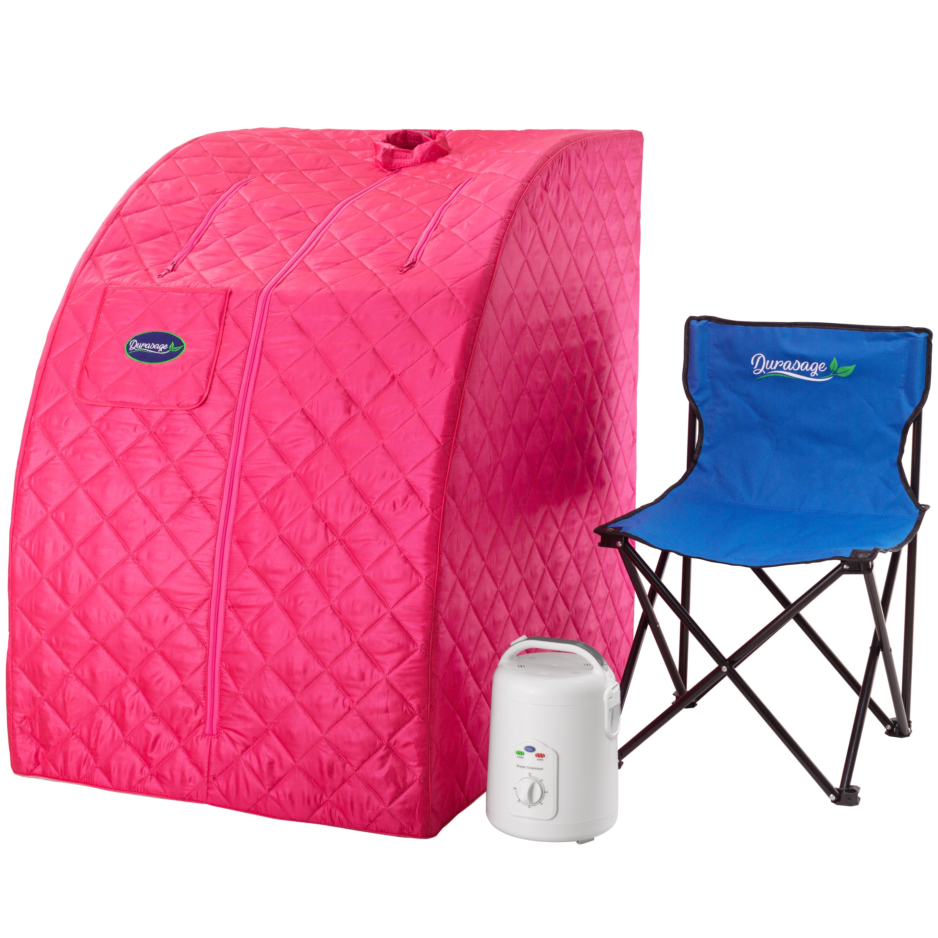 Durasage Lightweight Portable Home Spa: Relaxing Steam Sauna with 60-Minute Timer, 800-Watt Generator, and Included Chair - Fuchsia