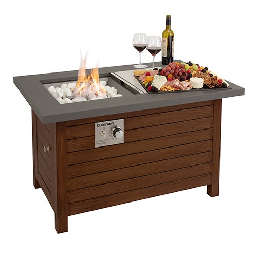Cuisinart Woodgrain Metal Patio Fire Pit Table - Your Cozy Outdoor Companion