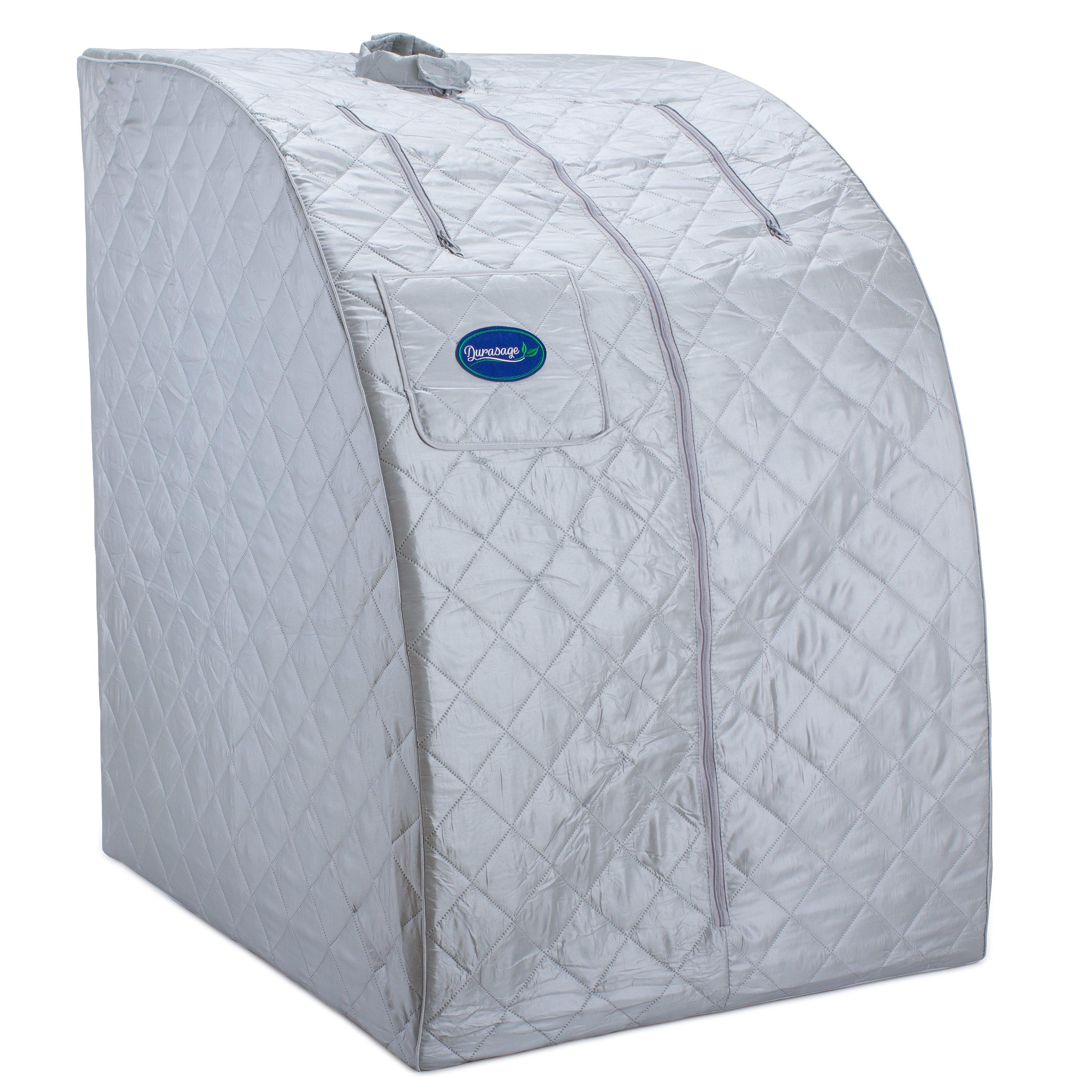 Durasage Lightweight Portable Home Steam Sauna Spa - Relax in Style, 60 Minute Timer, 800 Watt Steam, Chair Included - Silver