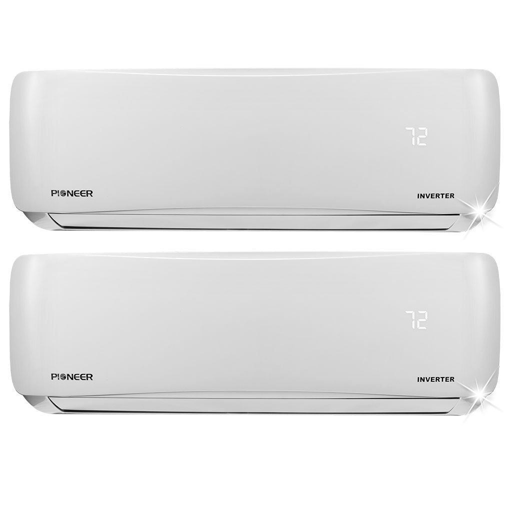 Pioneer 2-Zone Wall Mount Air Conditioner Heat Pump - 21000 BTU, 21 SEER2, 230V