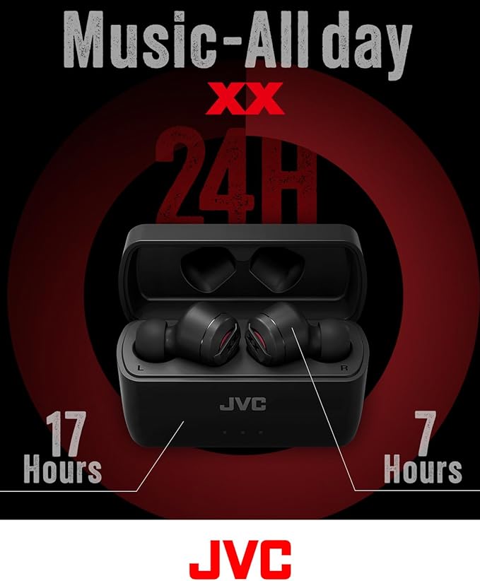 JVC True Wireless Earbuds with Extreme Bass - Sleek Black