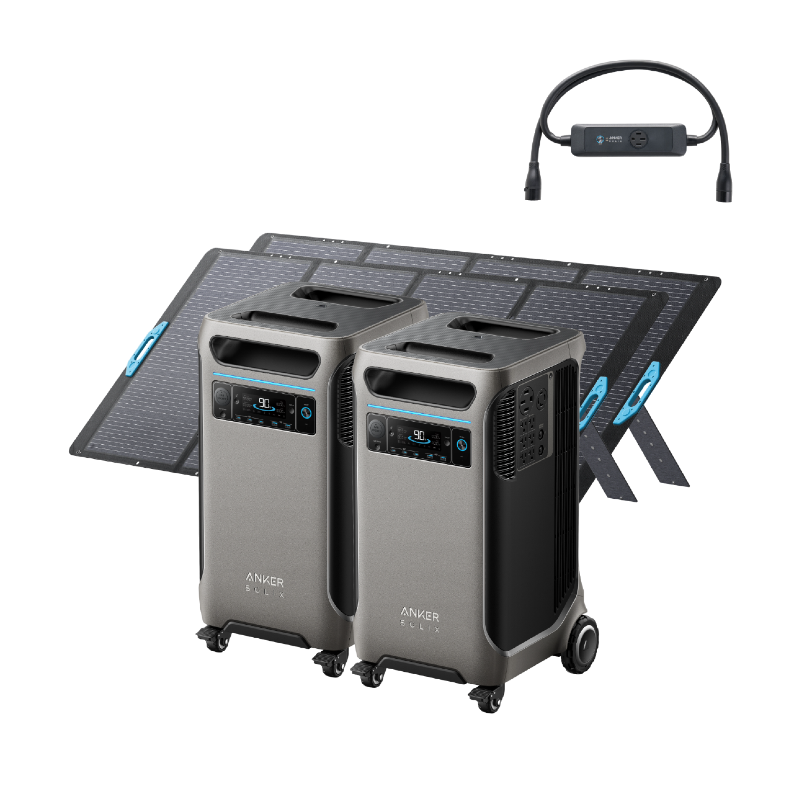Anker Solix F3800 2-Pack with Double Power Hub and 2 x 405W Rigid Solar Panels - Ultimate Outdoor Power Solution