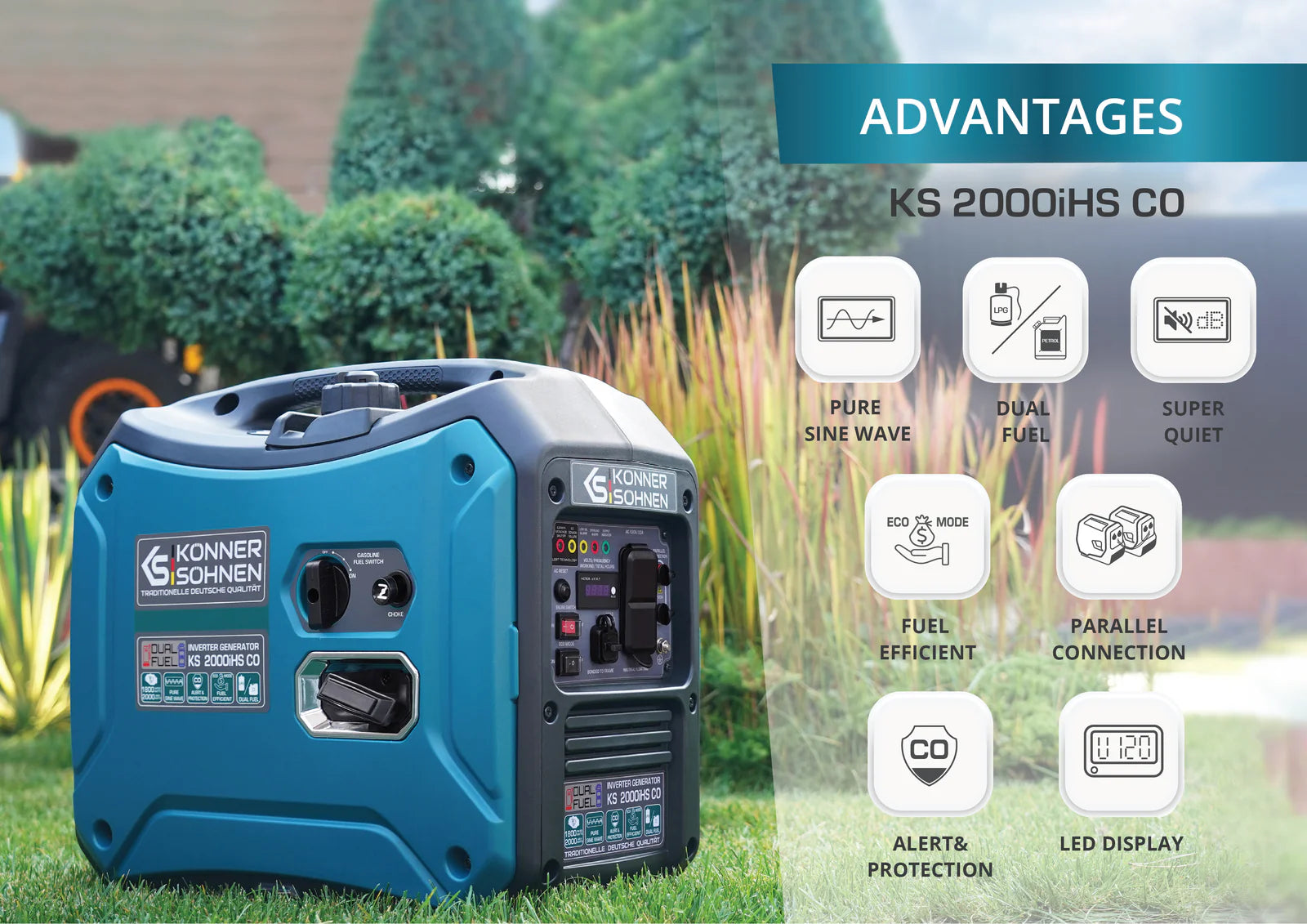 KS 2000iHS CO LPG/Gasoline Inverter Generator - Your Portable Powerhouse
