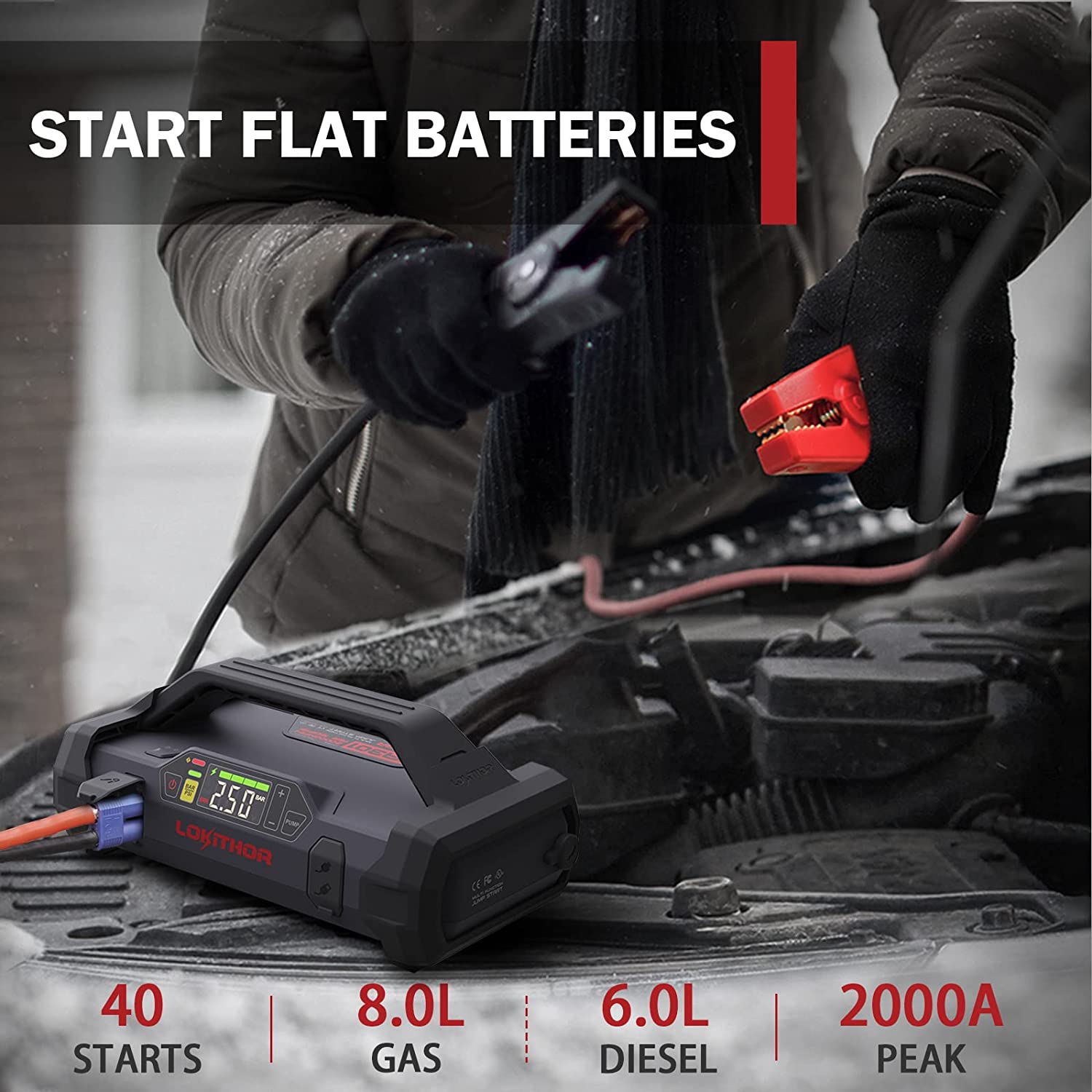 Lokithor JA301 All-in-One Powerhouse: Jump Starter & Air Compressor