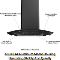 Ciarra 30-Inch Wall Mount Range Hood: 3-Speed Extraction for a Cleaner Kitchen