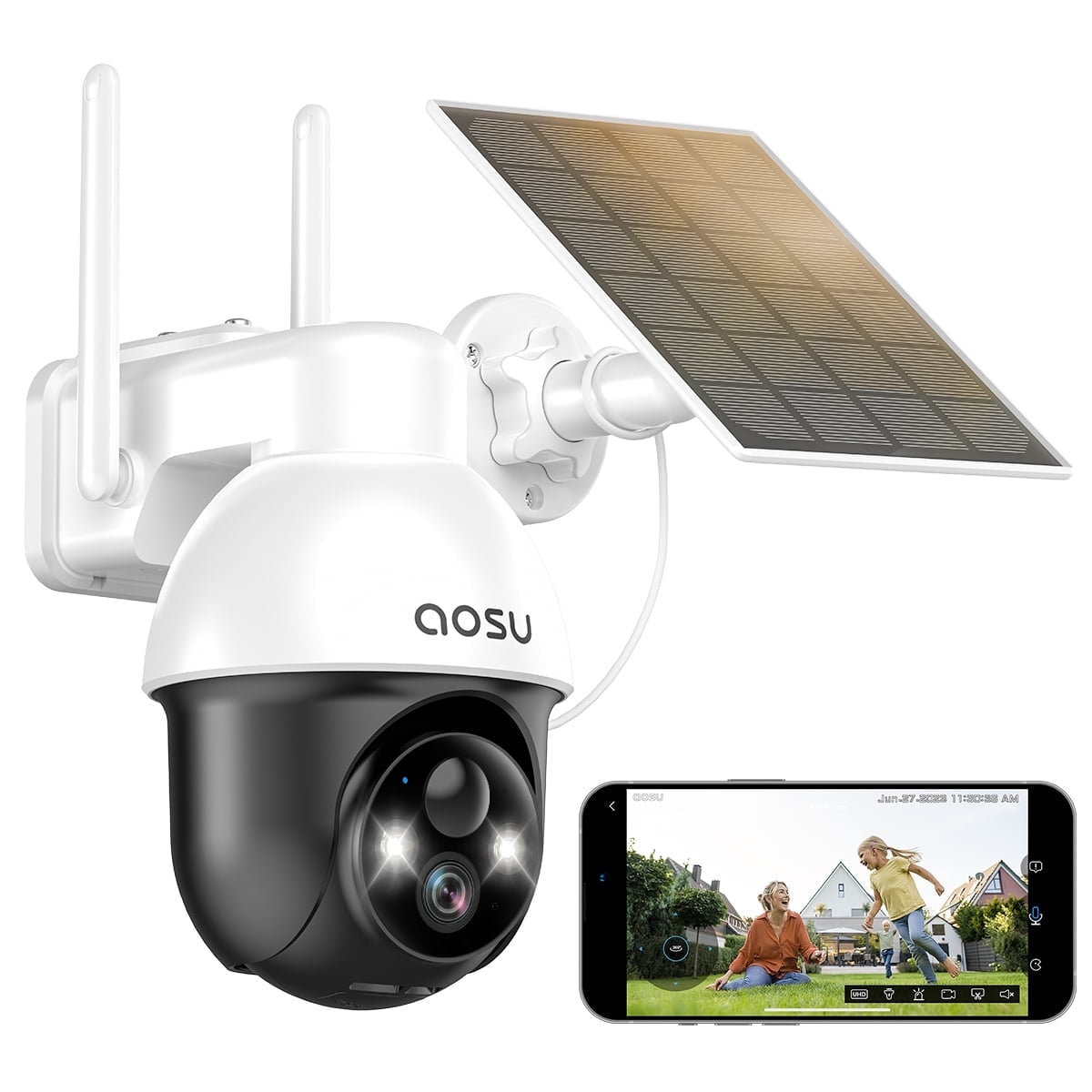 AOSU Wireless Outdoor Solar & Battery-Powered Security Camera - C9L2BA11