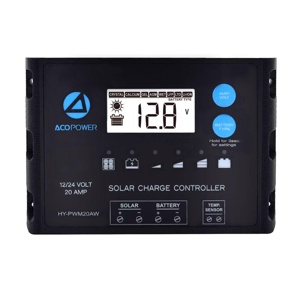 Acopower 20A ProteusX Waterproof PWM Solar Charge Controller - 8 Battery Types Compatible