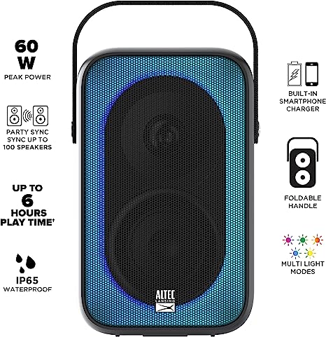 Altec Lansing Shockwave Wireless Bluetooth Party Speaker with Light Show