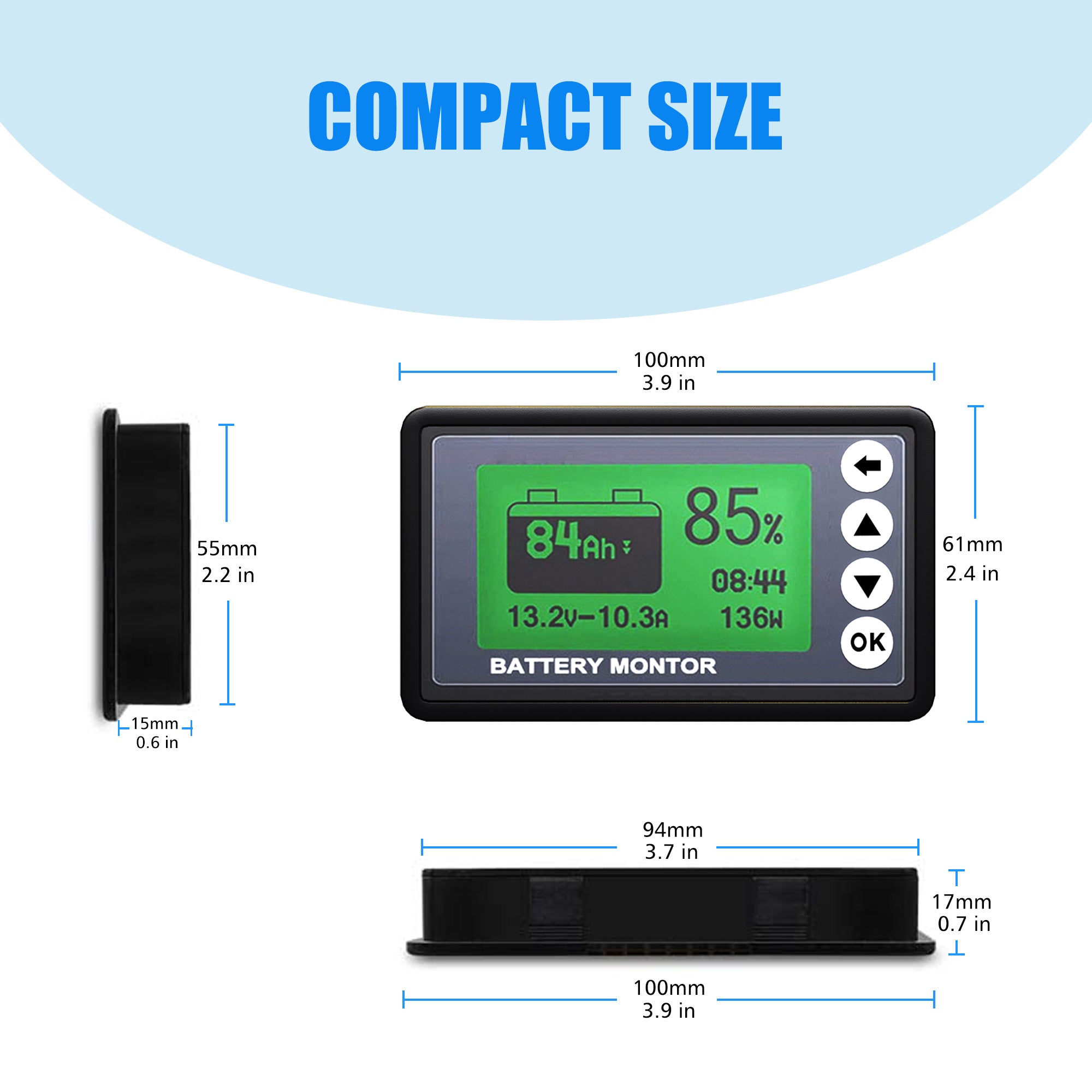 Acopower 500A Inverter Koulo Meter Battery Monitor - Your Battery's Smart Guardian