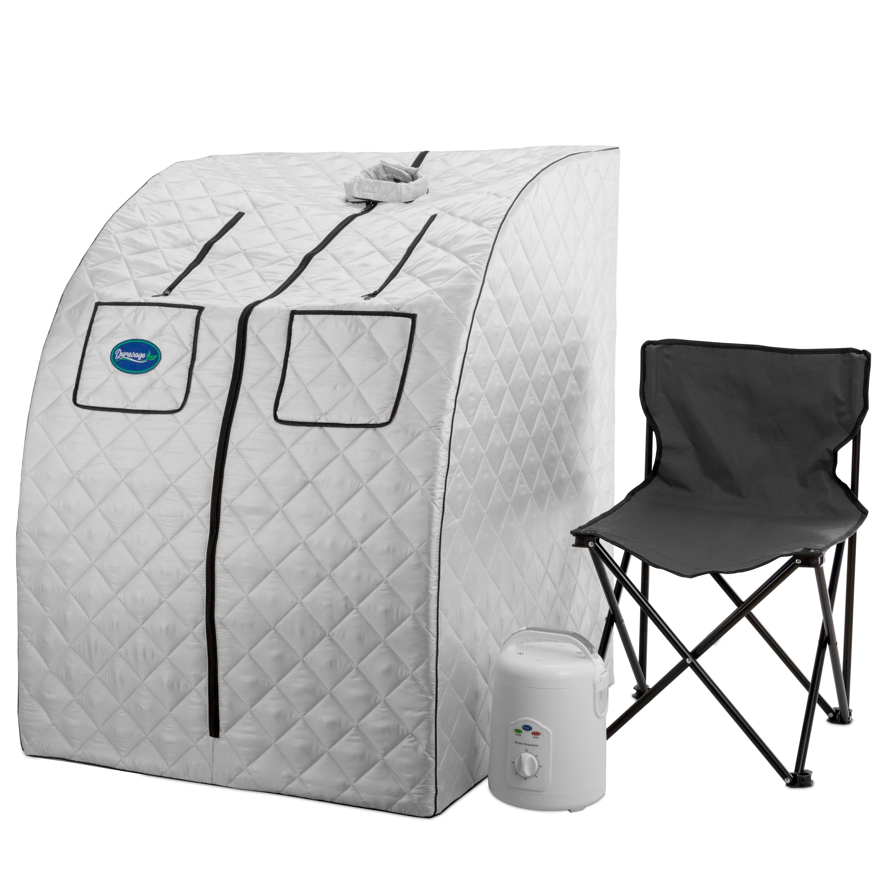 Durasage Health - Oversized Portable Home Steam Sauna for Weight Loss, Detox & Relaxation with Chair - Silver