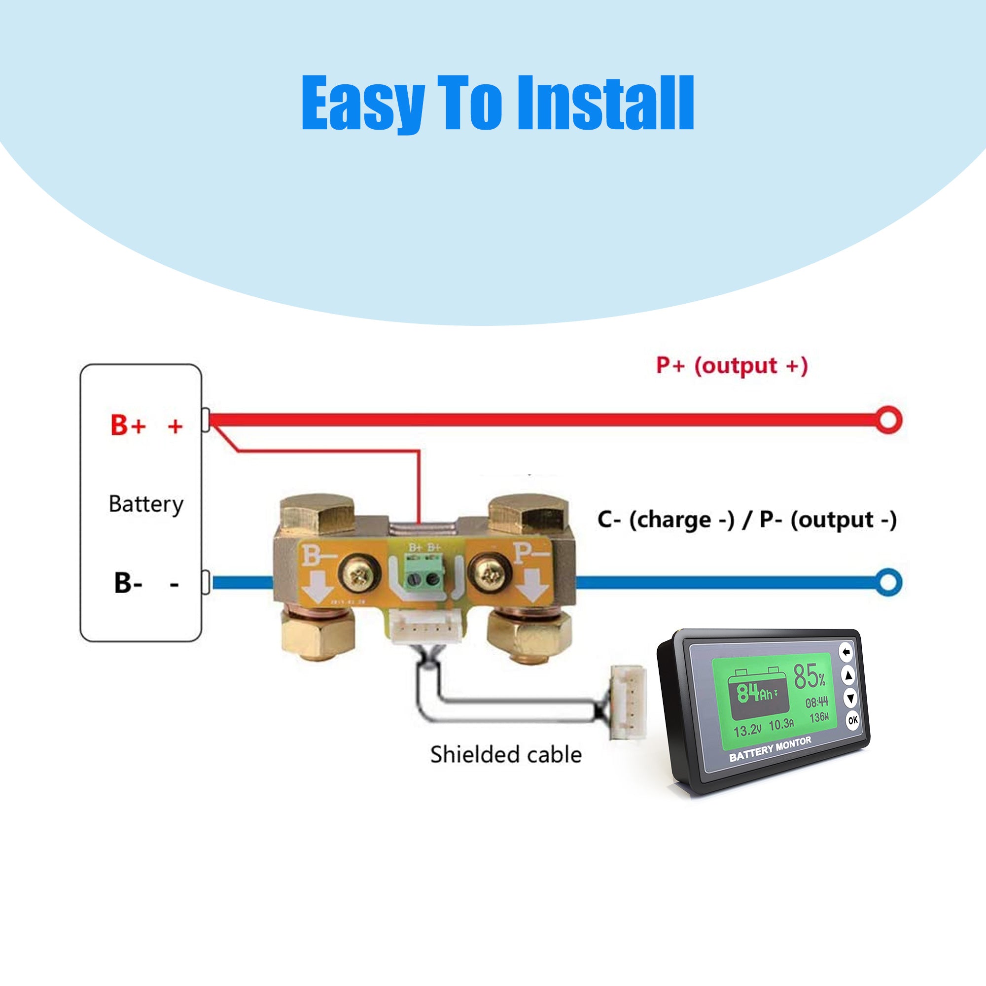 Acopower 500A Inverter Koulo Meter Battery Monitor - Your Battery's Smart Guardian