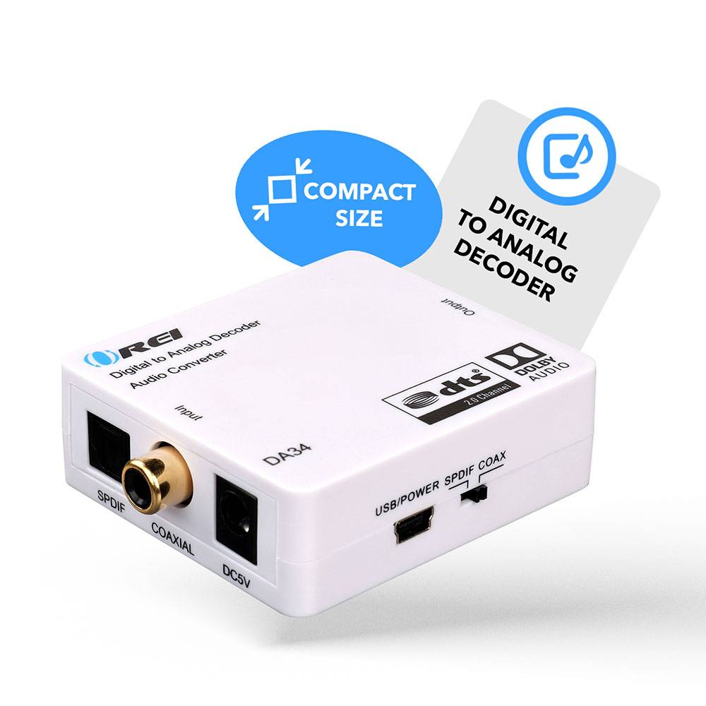 Enhanced Dolby Digital Audio Converter - SPDIF/Coaxial to RCA Output (DA34)