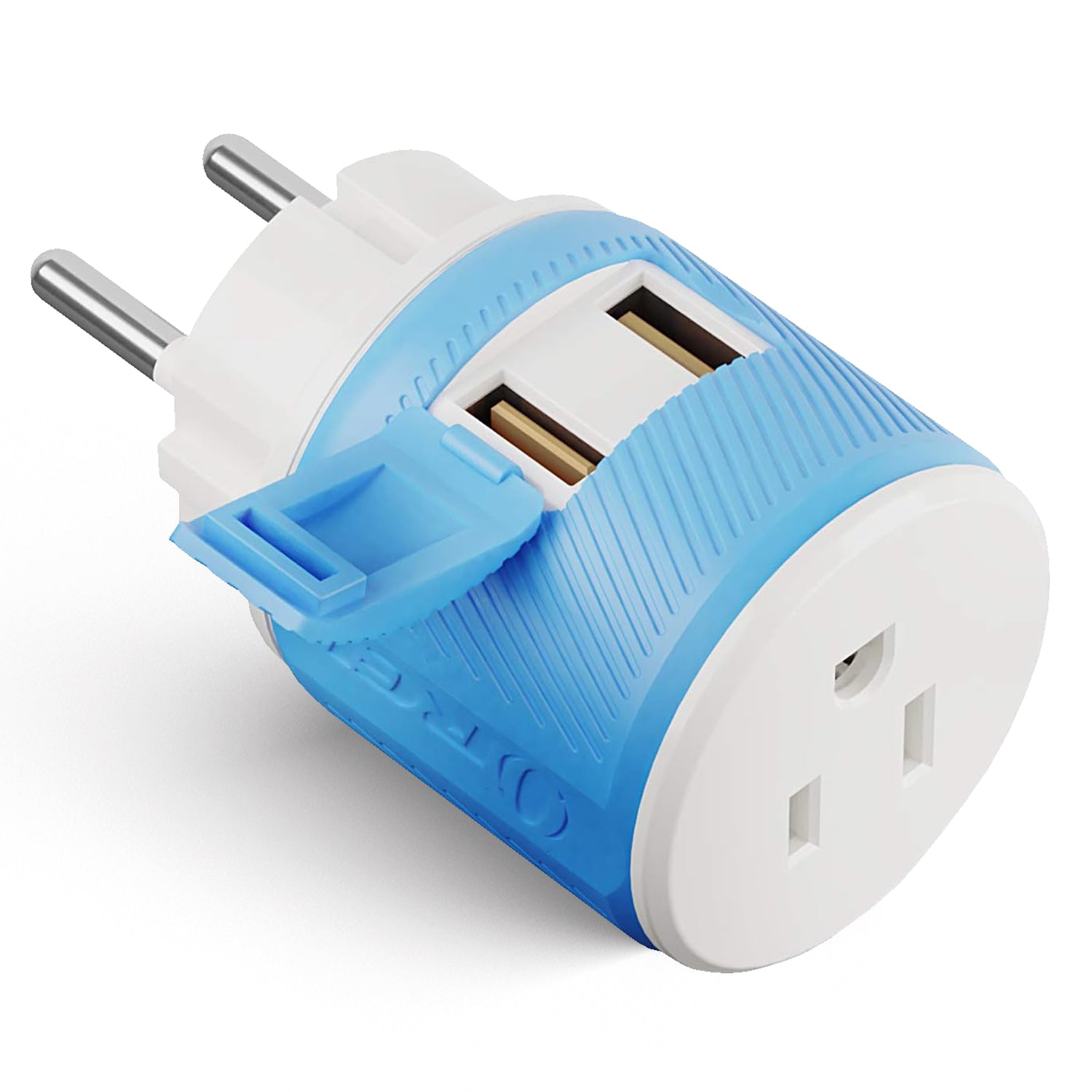 OREI Compact Denmark Travel Adapter - 3-in-1 with 2 USB Ports