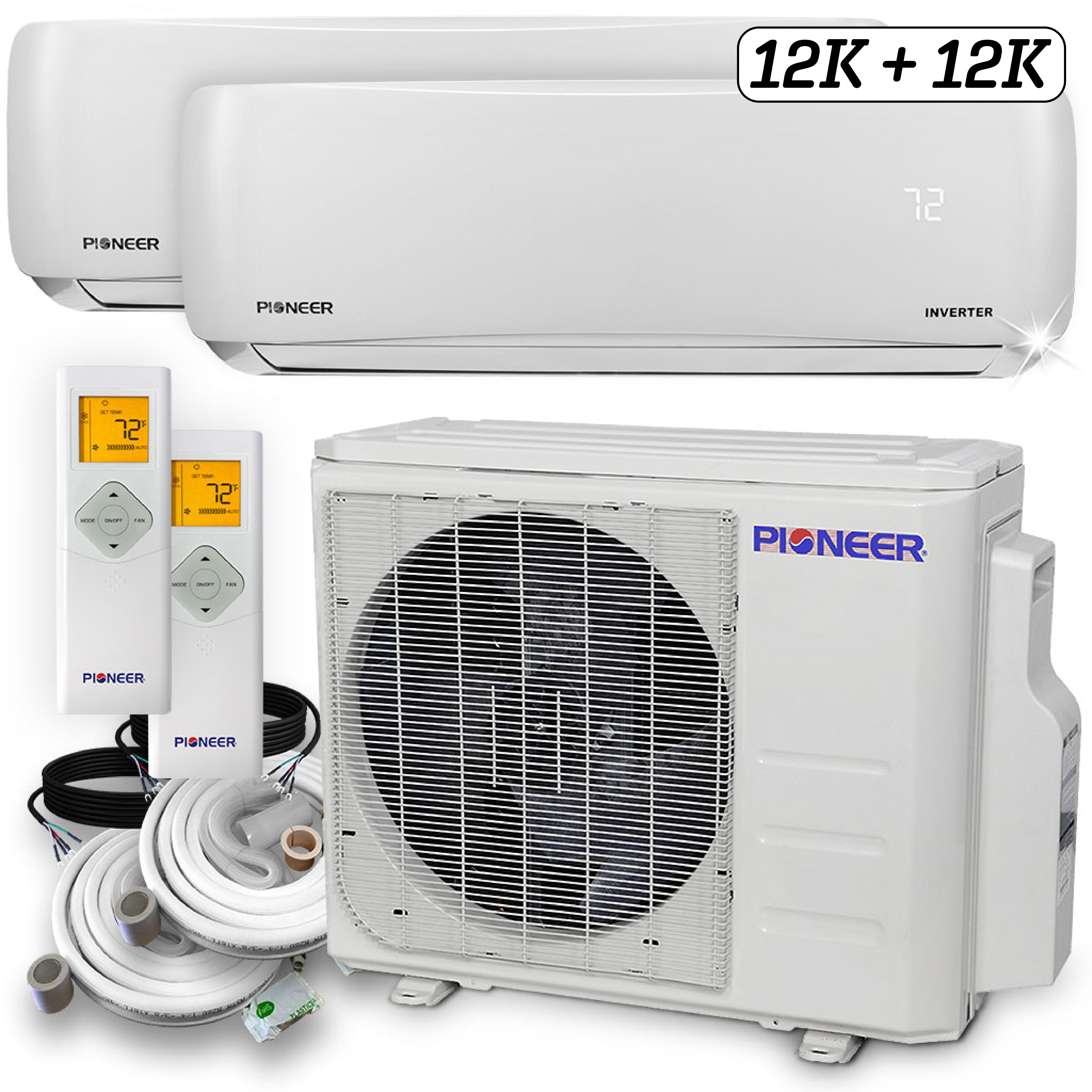 Pioneer Dual 24000 BTU 2-Ton 21 SEER2 Multi-Zone Wall Mount Air Conditioner Heat Pump - Your Ultimate Climate Solution