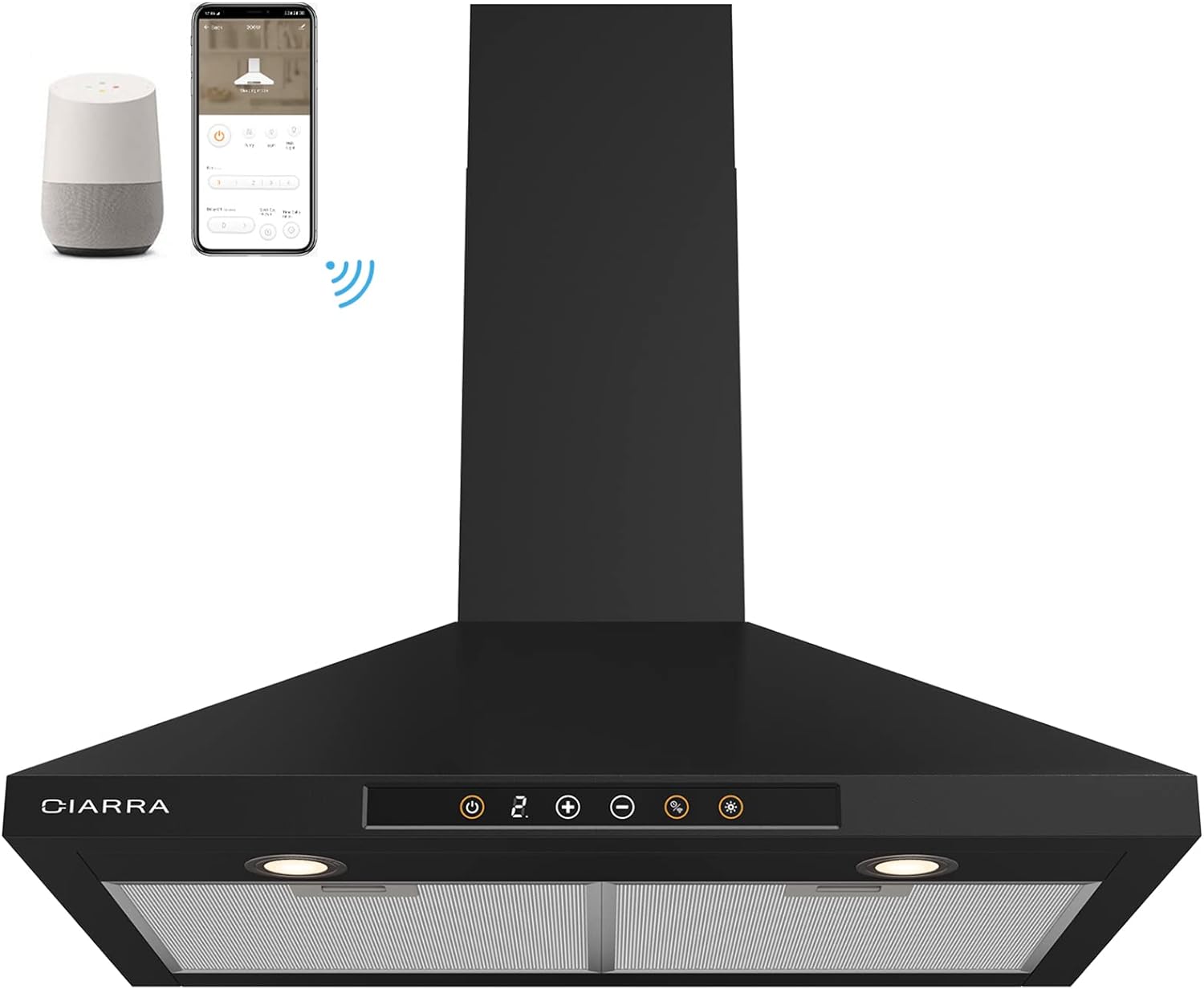 CIARRA 30-Inch Alexa & Google Home Voice-Controlled Smart Wall Mount Range Hood
