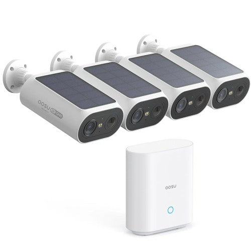 AOSU Wireless Outdoor 4-Camera Solar Security Kit - C8E-4H