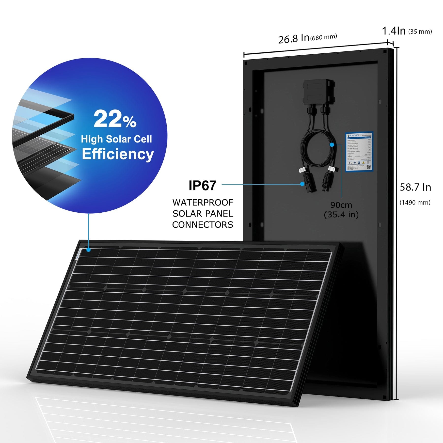 Acopower 600W High-Performance Portable Solar Panel Kit