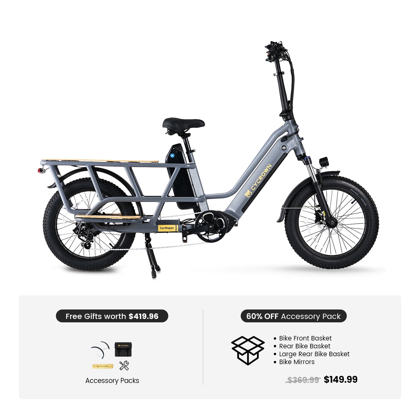 CycWagen Dual Battery Longtail Cargo Electric Bike