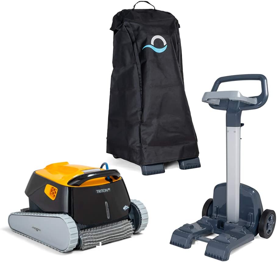 Maytronics Dolphin Triton PS Robotic Pool Vacuum: Clean Your Pool Effortlessly with Caddy & Cover