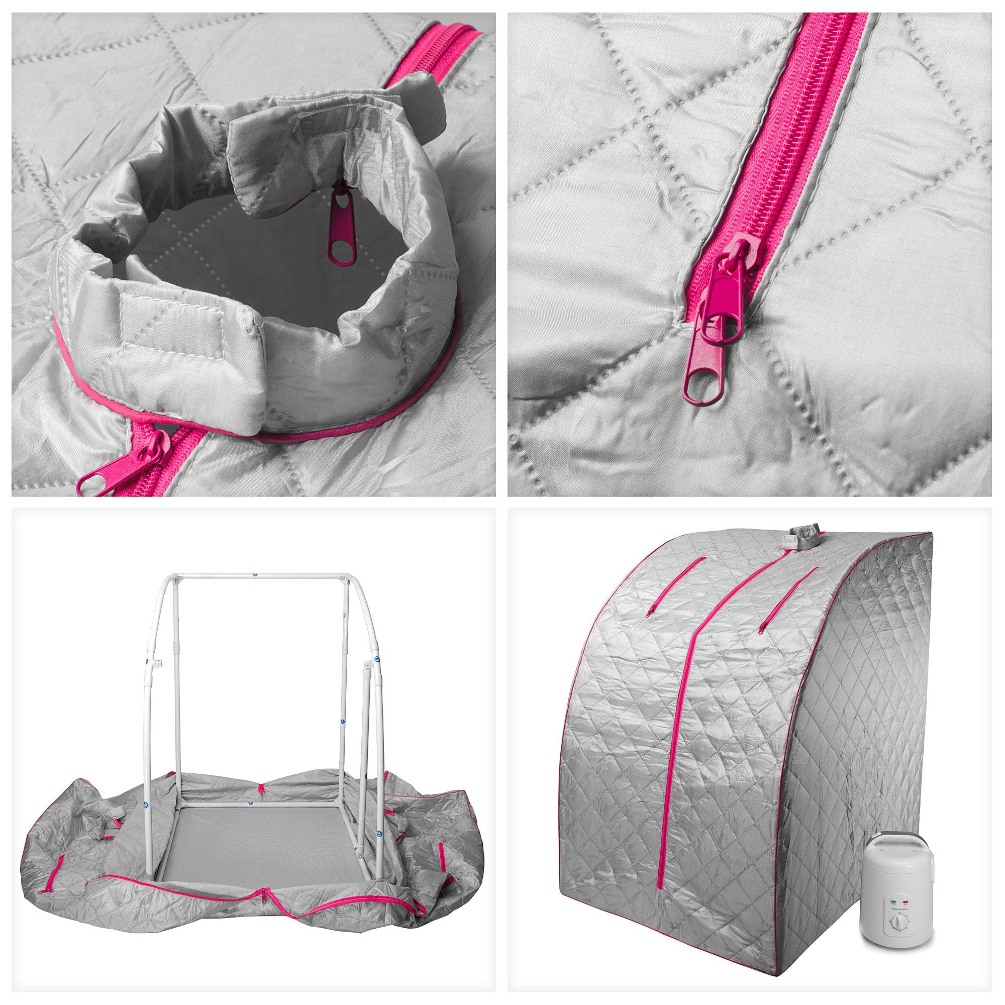 Durasage Health - Portable Personal Steam Sauna for Relaxation, Detox & Weight Loss, 60 Minute Timer - Pink
