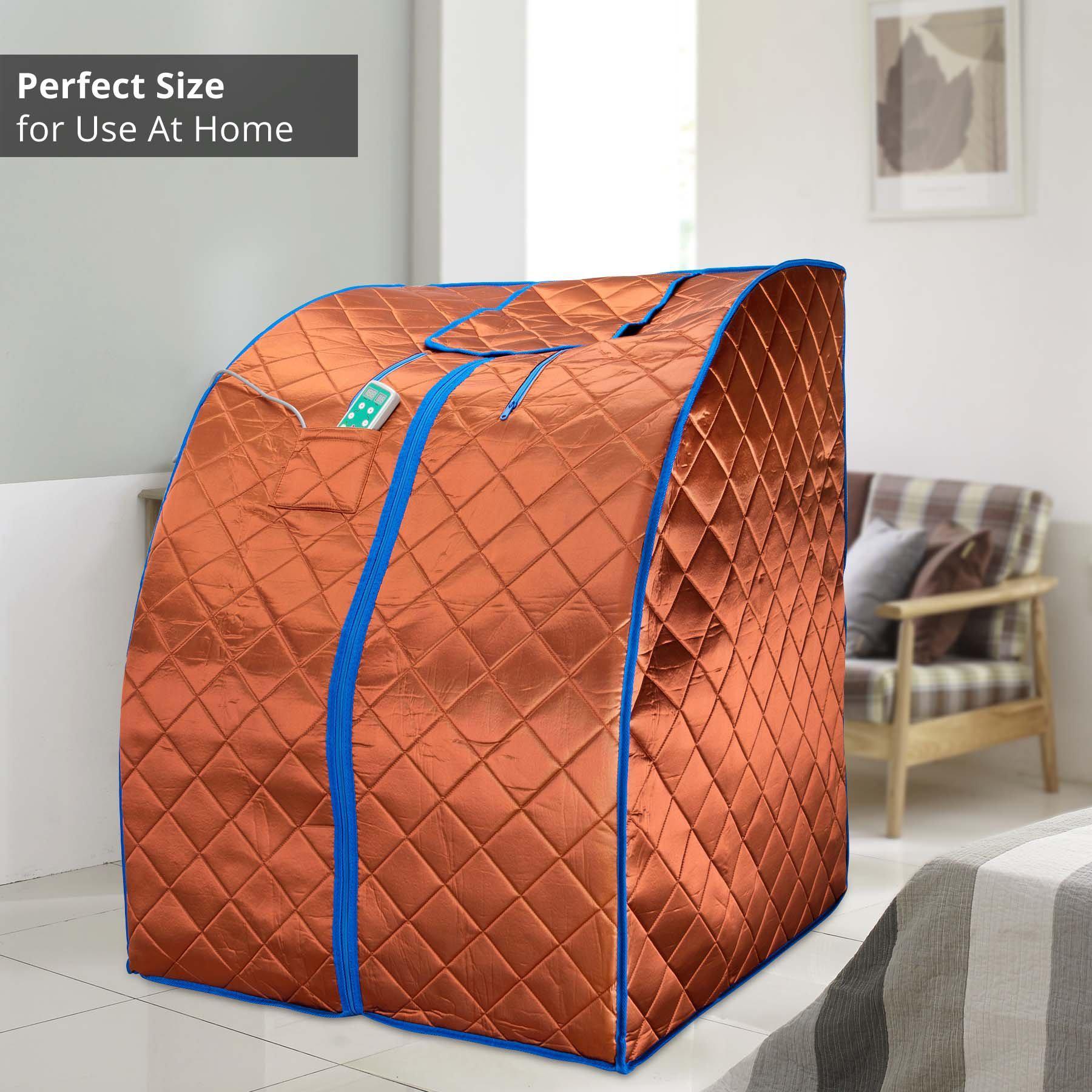 Durasage Health - Large, Portable, Low EMF Negative Ion Indoor Sauna with Chair and Heated Footpad - Copper