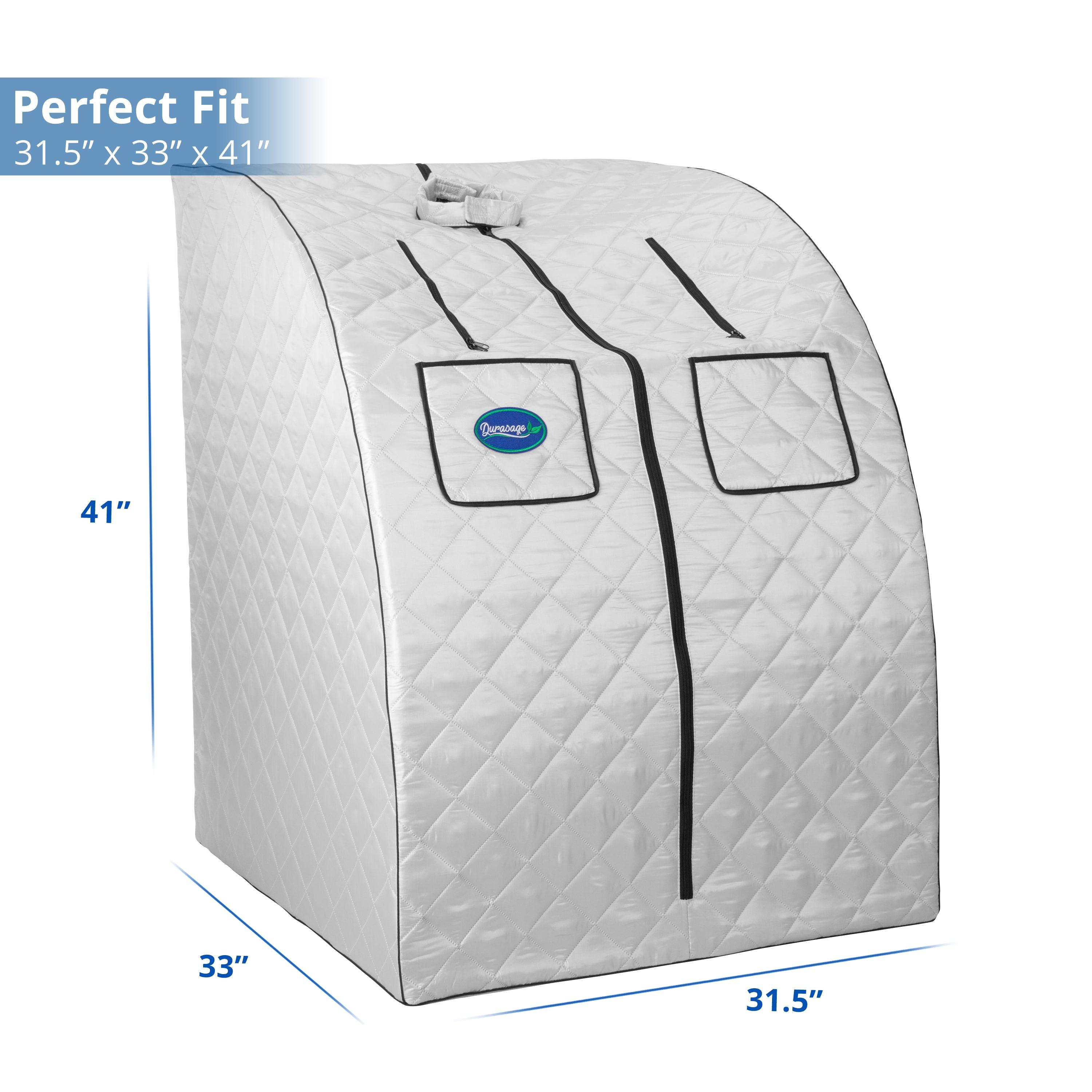 Durasage Health - Oversized Portable Home Steam Sauna for Weight Loss, Detox & Relaxation with Chair - Silver