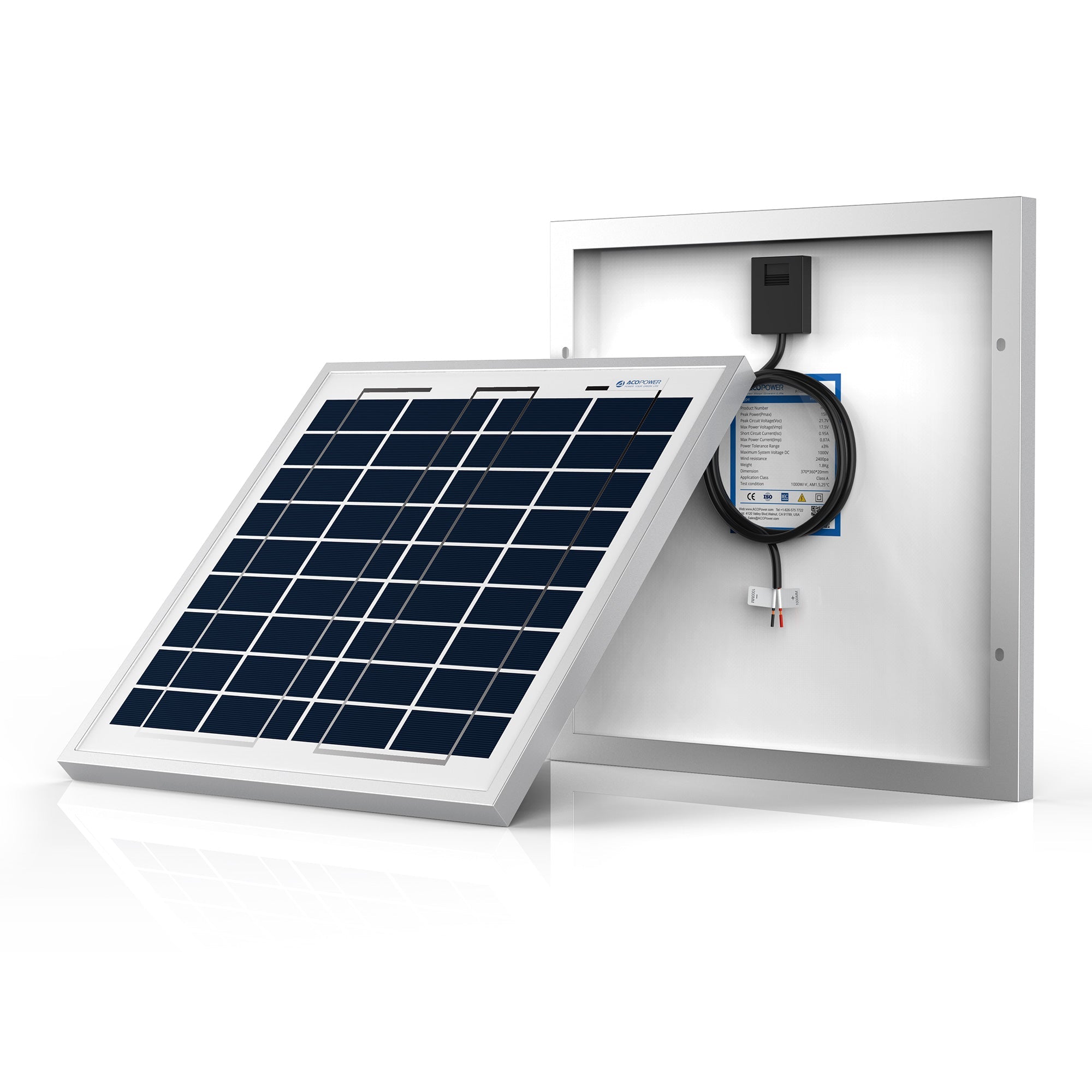 Acopower 15W Polycrystalline Solar Panel for Home and Road