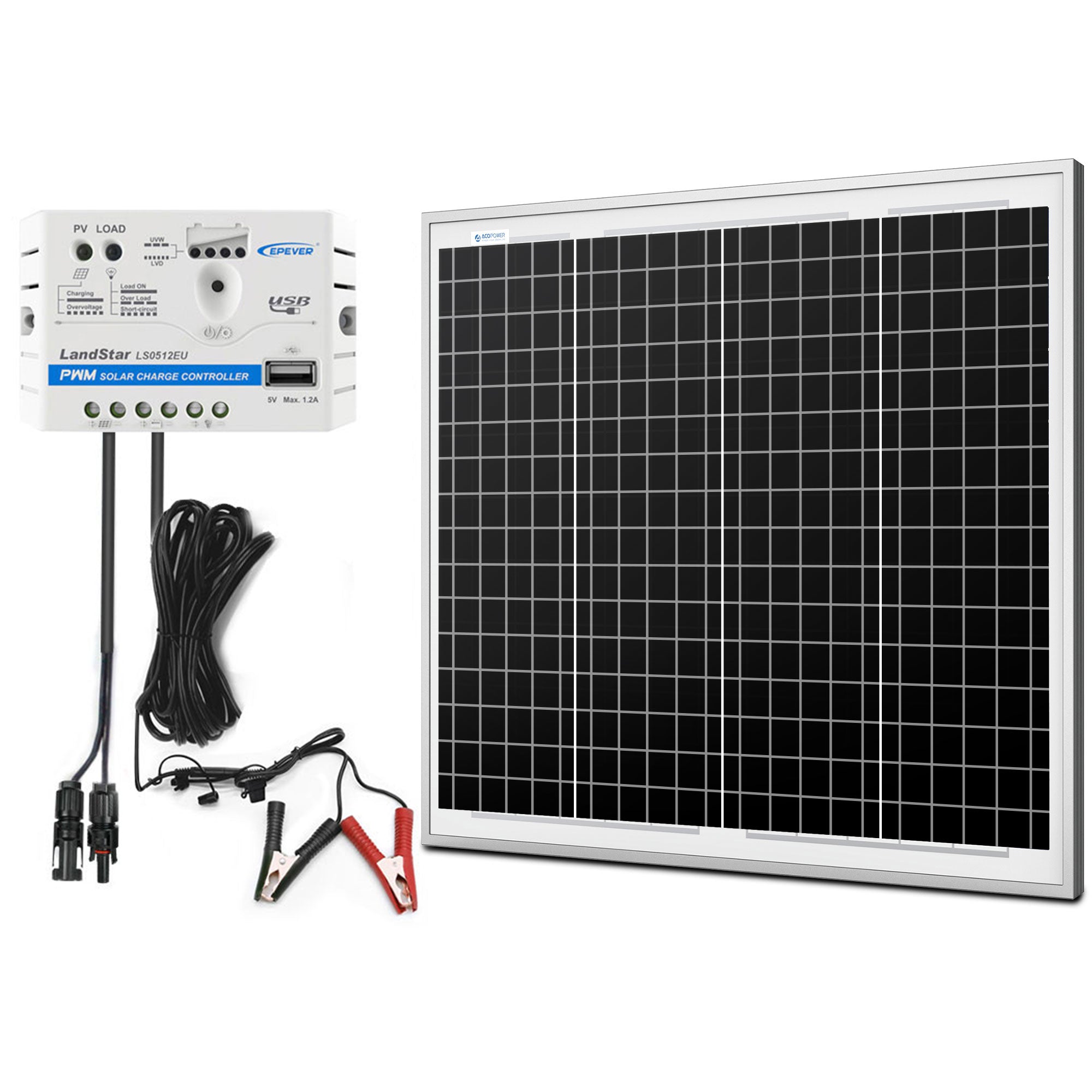 Acopower 50W+5A Mono Kit - Ultimate Solar Power Solution