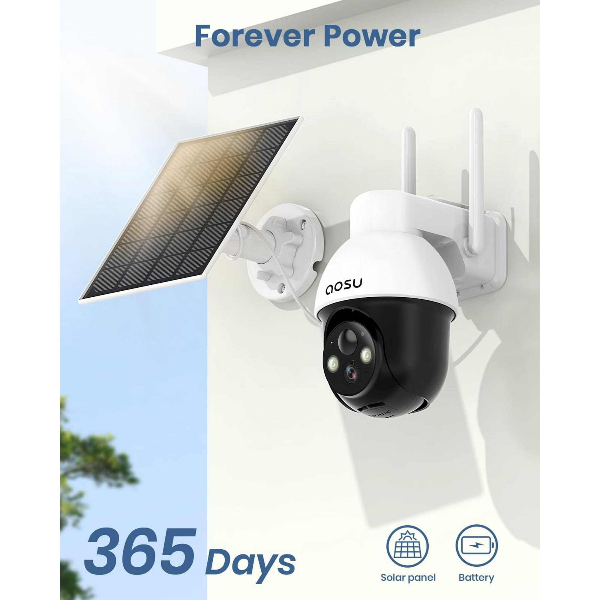 AOSU Wireless Outdoor Solar & Battery-Powered Security Camera - C9L2BA11