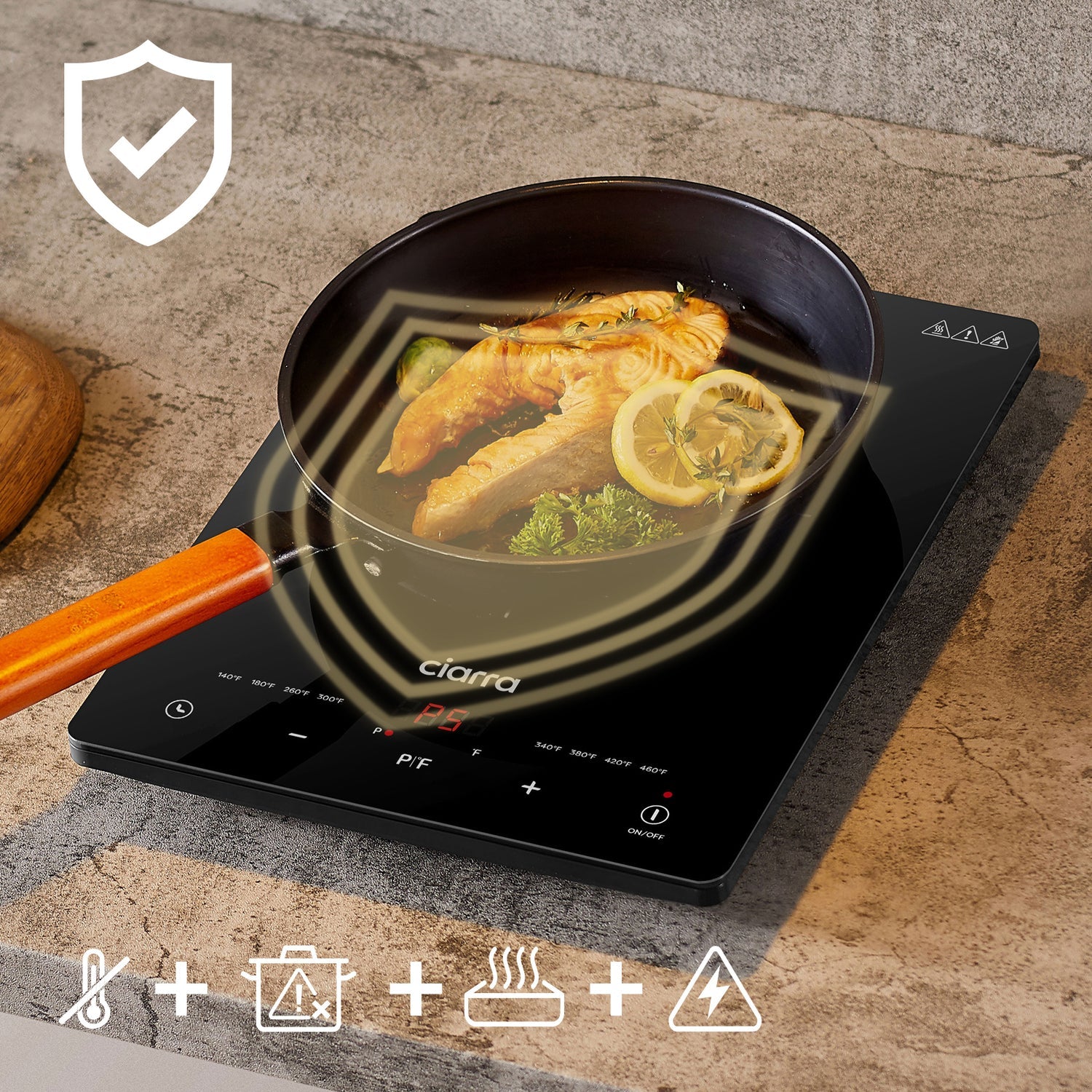 CIARRA 1800W Touch Control Portable Induction Cooktop - CATIH1-OW